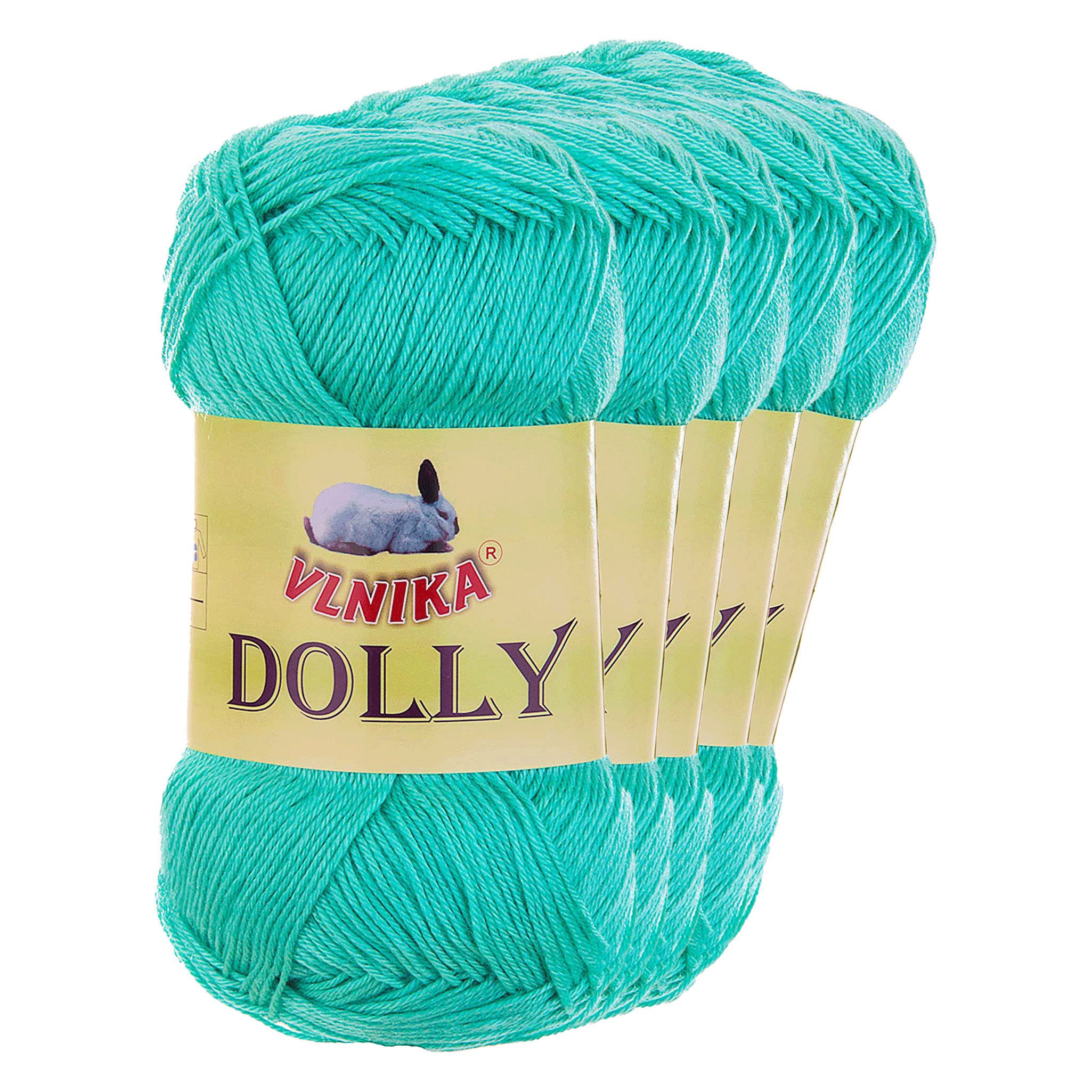 maDDma 5 x 100g Strickgarn Dolly Uni Häkelgarn Handstrickgarn Wolle Farbwahl Häkelwolle, 350 m (Sperpaket (5 x 100g Knäuel), türkisgrün