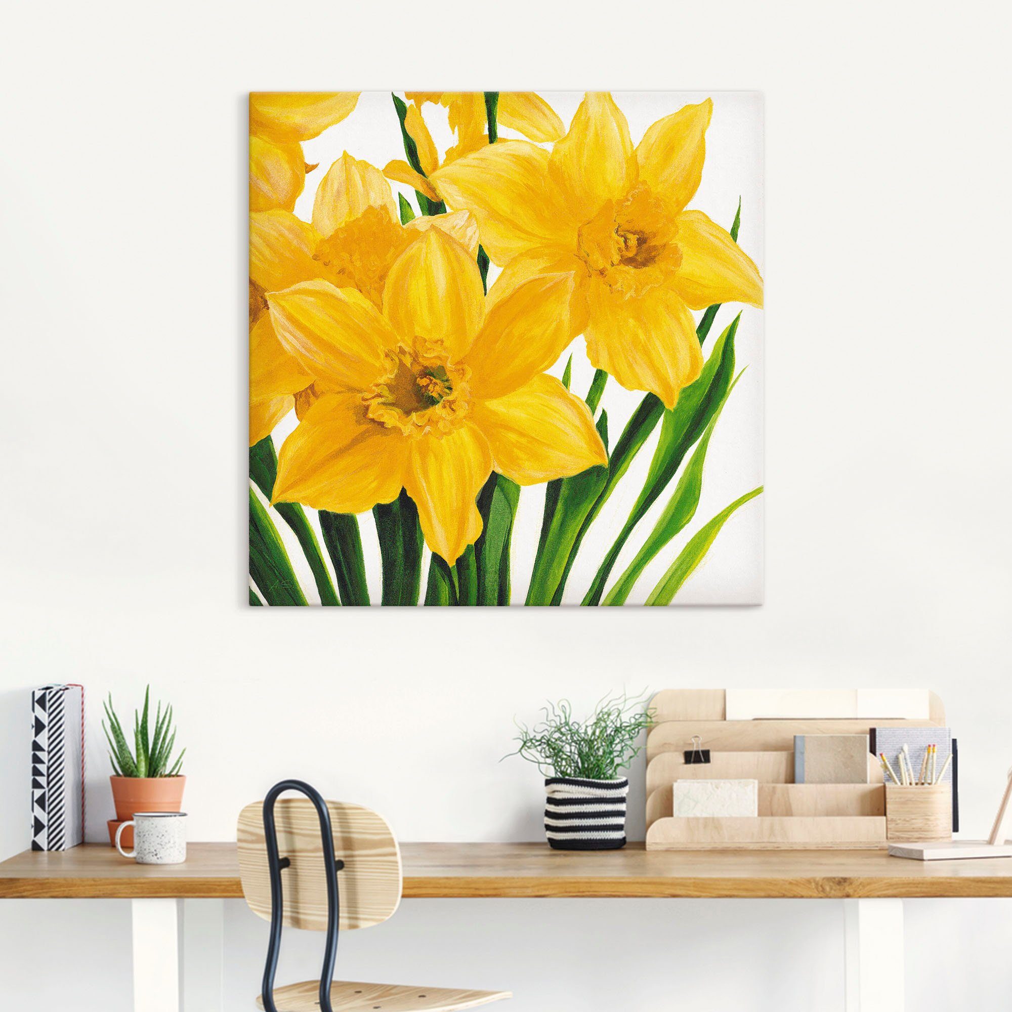 Artland Leinwandbild Gelbe Narzissen, Blumen (1 St), auf Holzrahmen gespannt