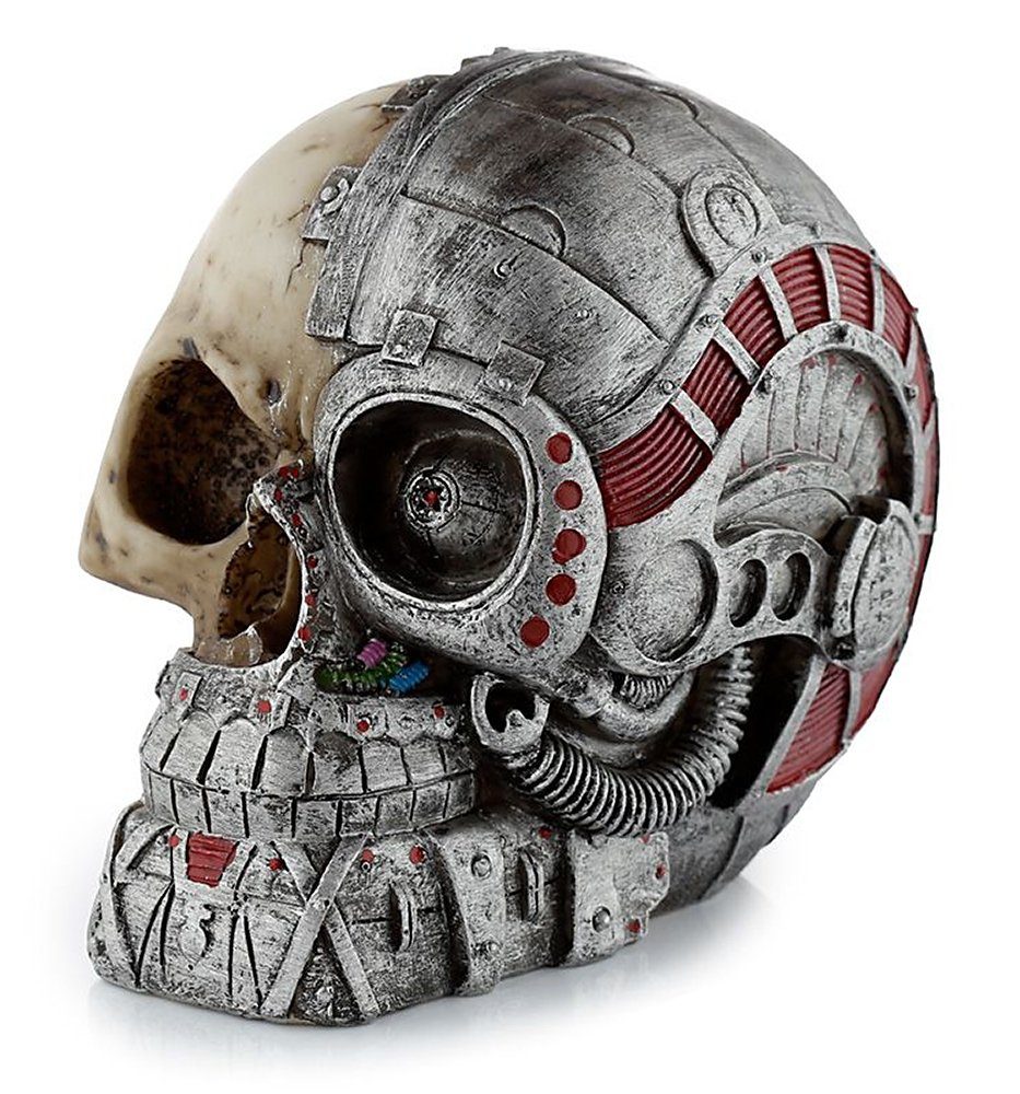 Puckator Fantasy-Figur Gothic Steampunk Totenkopf, halb Totenkopf/Roboter, Sammlerfigur, Halloweenfigur