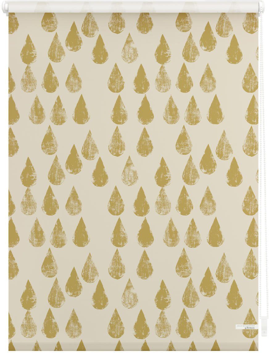 Seitenzugrollo Rollo Klemmfix, ohne Bohren, Verdunkelung, Golden Drops - Gold, LICHTBLICK ORIGINAL, verdunkelnd, freihängend, Klemmfix