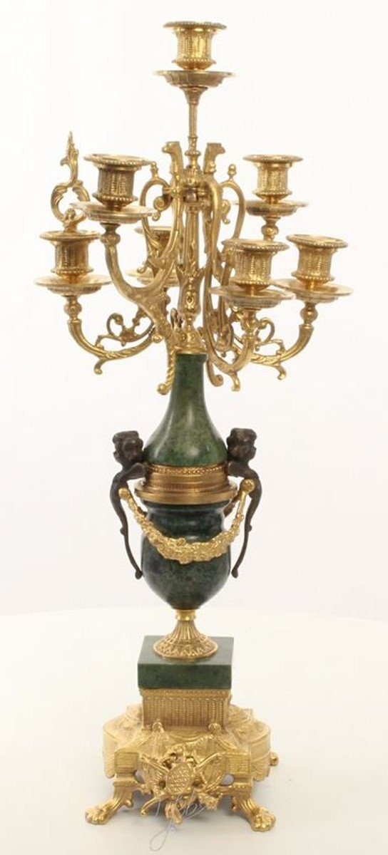 Casa Padrino Kerzenständer Barock Kerzenständer Set Gold / Grün 22 x 26 x H. 62,4 cm - Barockstil Möbel