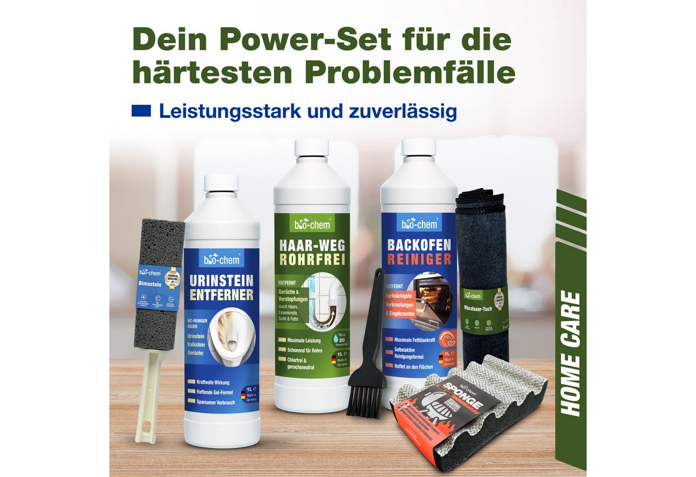 Thumbnail - bio-chem Powerreiniger Set 6-teilig – für WC, Abfluss & Ofen – bio-chem Backofenreiniger (Haushalt Spezialreiniger PROFI...