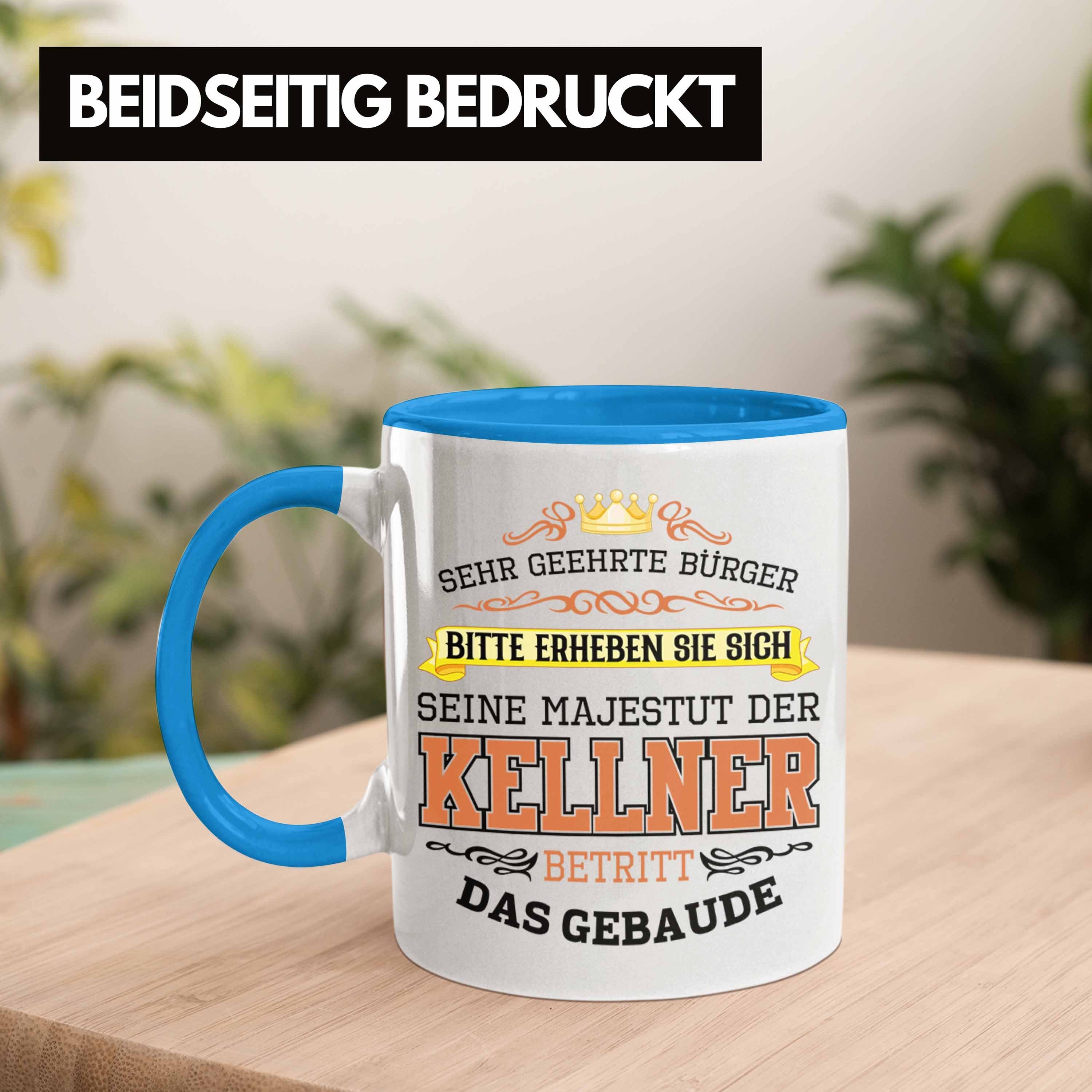 Tasse Blau Kellner für Kellner Geschenk Geschenkidee Gastro Trendation Geschenke Tasse Trendation -