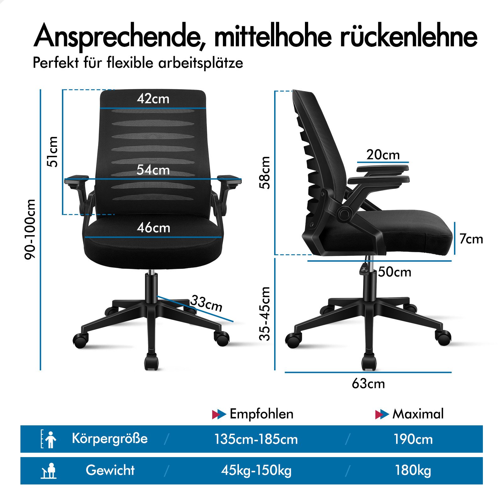 ALFORDSON Bürostuhl Lendenwirbelstütze, atmungsaktives Netz und Stoff, (1 S günstig online kaufen