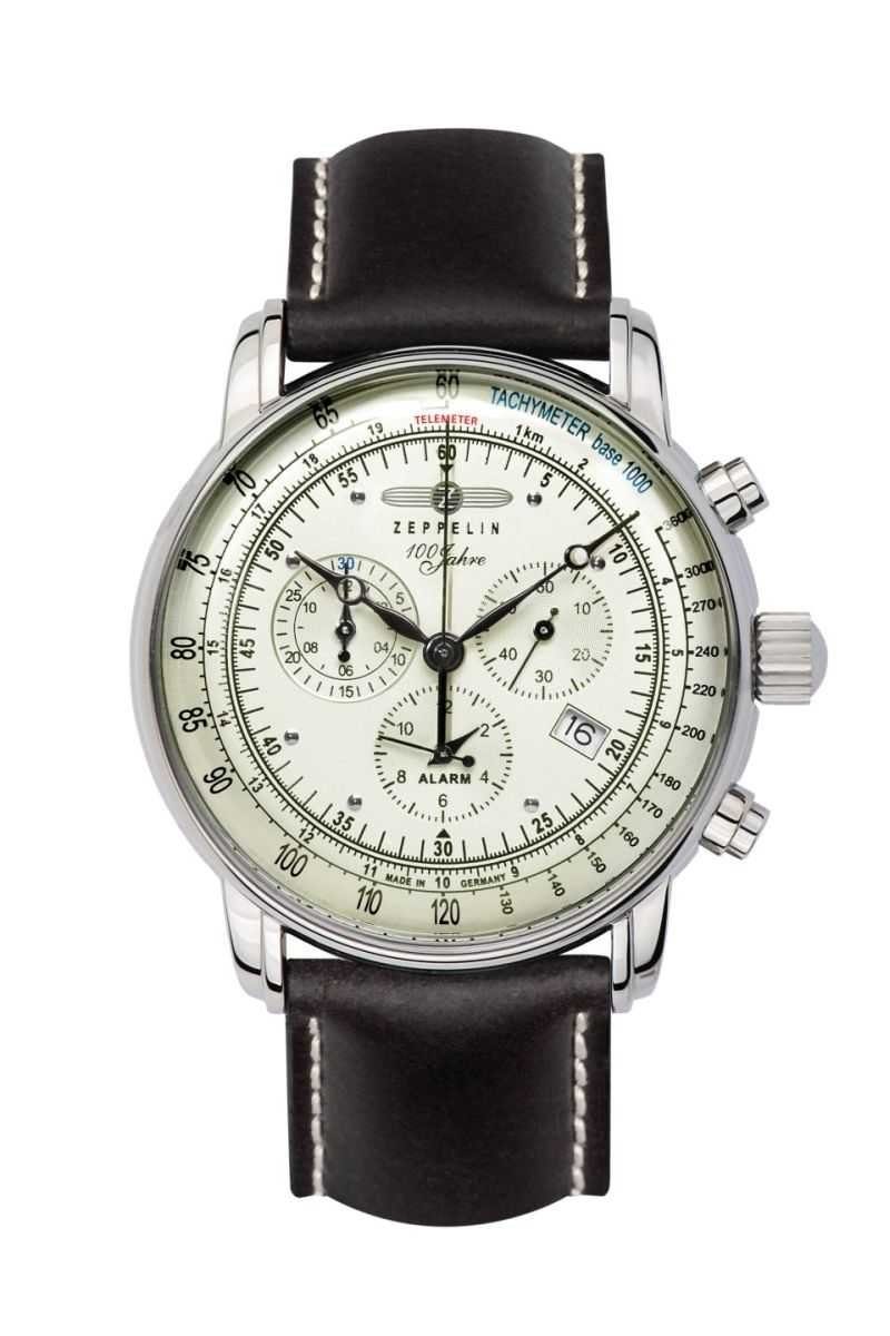 ZEPPELIN Chronograph 100 Jahre Fliegeruhr Lederband 42 mm 8680-3, 12-Stunde günstig online kaufen