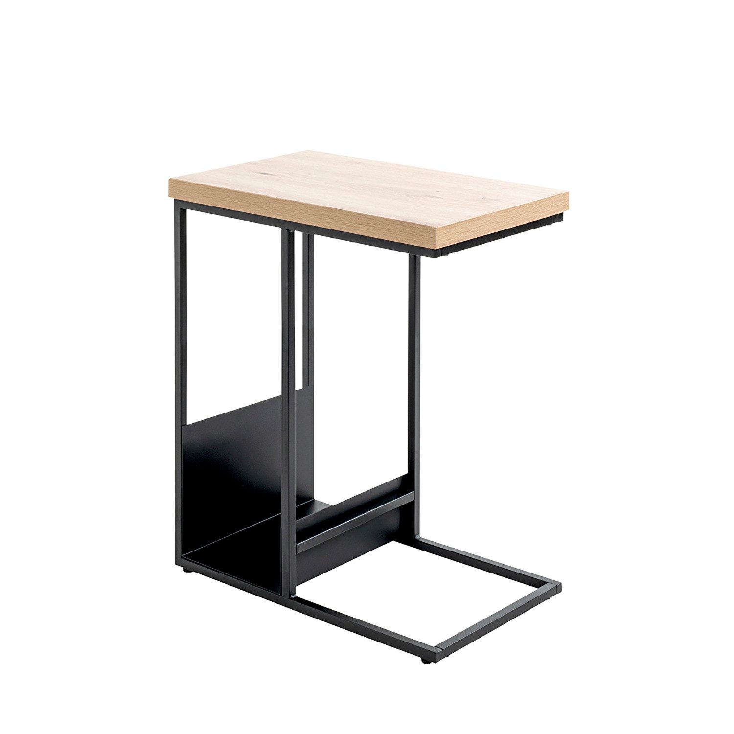 Beistelltisch Tisch - eiche-schwarz - MDF, Metall - H. 60cm x B. 30cm - Couchtisch