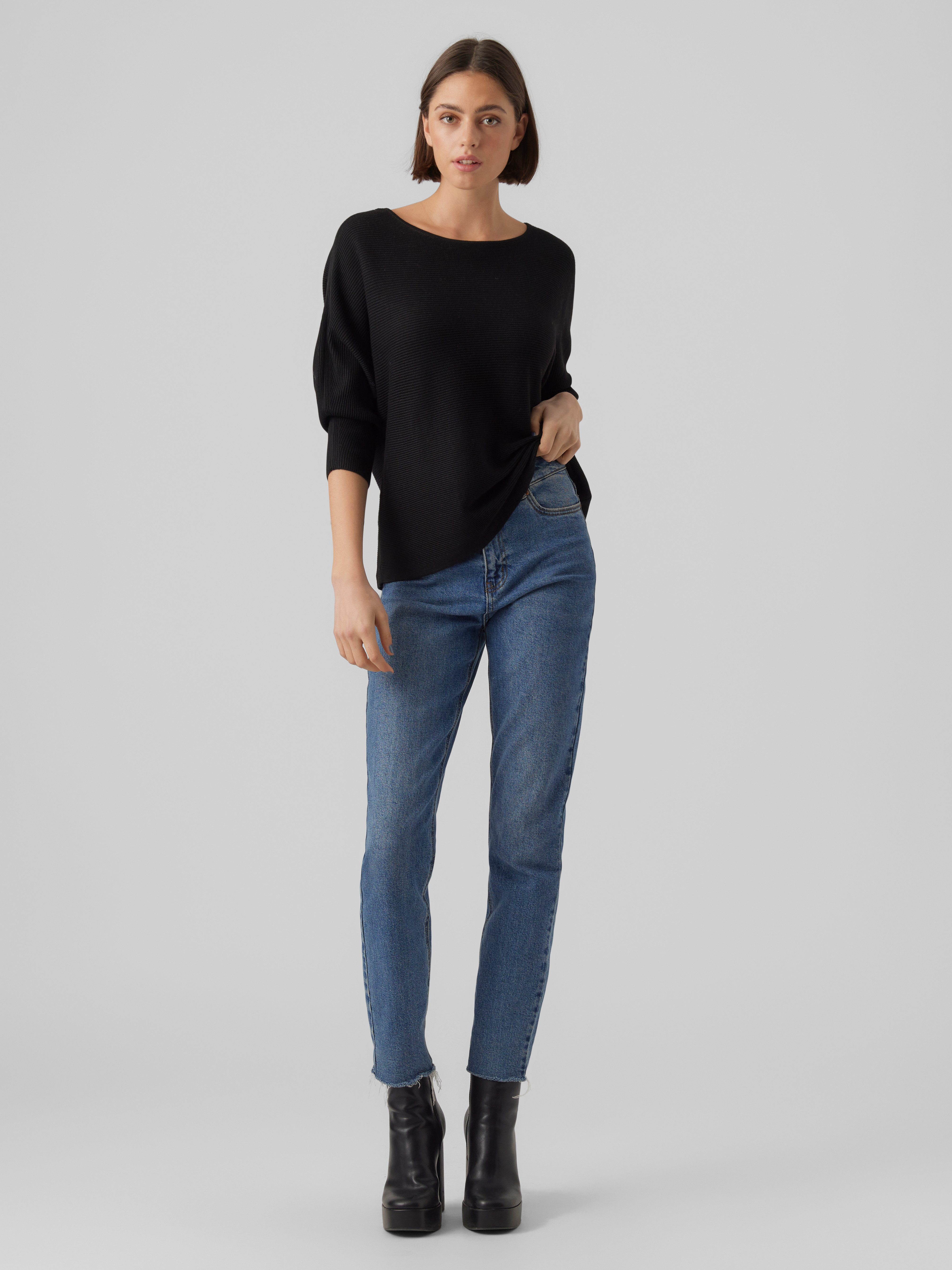 Vero Moda 3/4 Arm-Pullover VMNORA 3/4 BOATNECK BLOUSE NOOS mit Fledermausärmeln