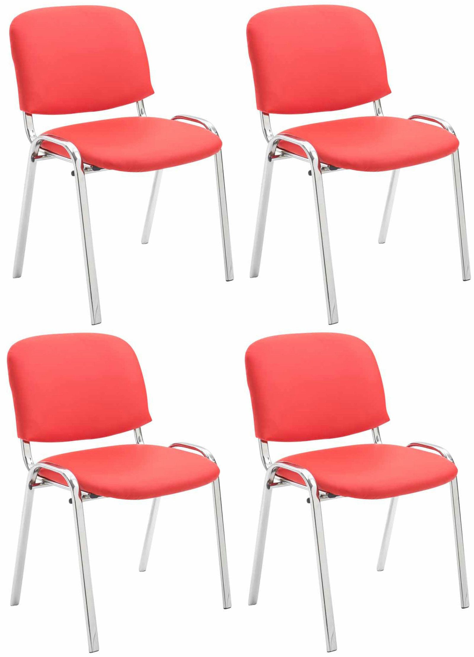 CLP Besucherstuhl Ken Chrom Kunstleder (4er Set), Gepolsterter Sitz
