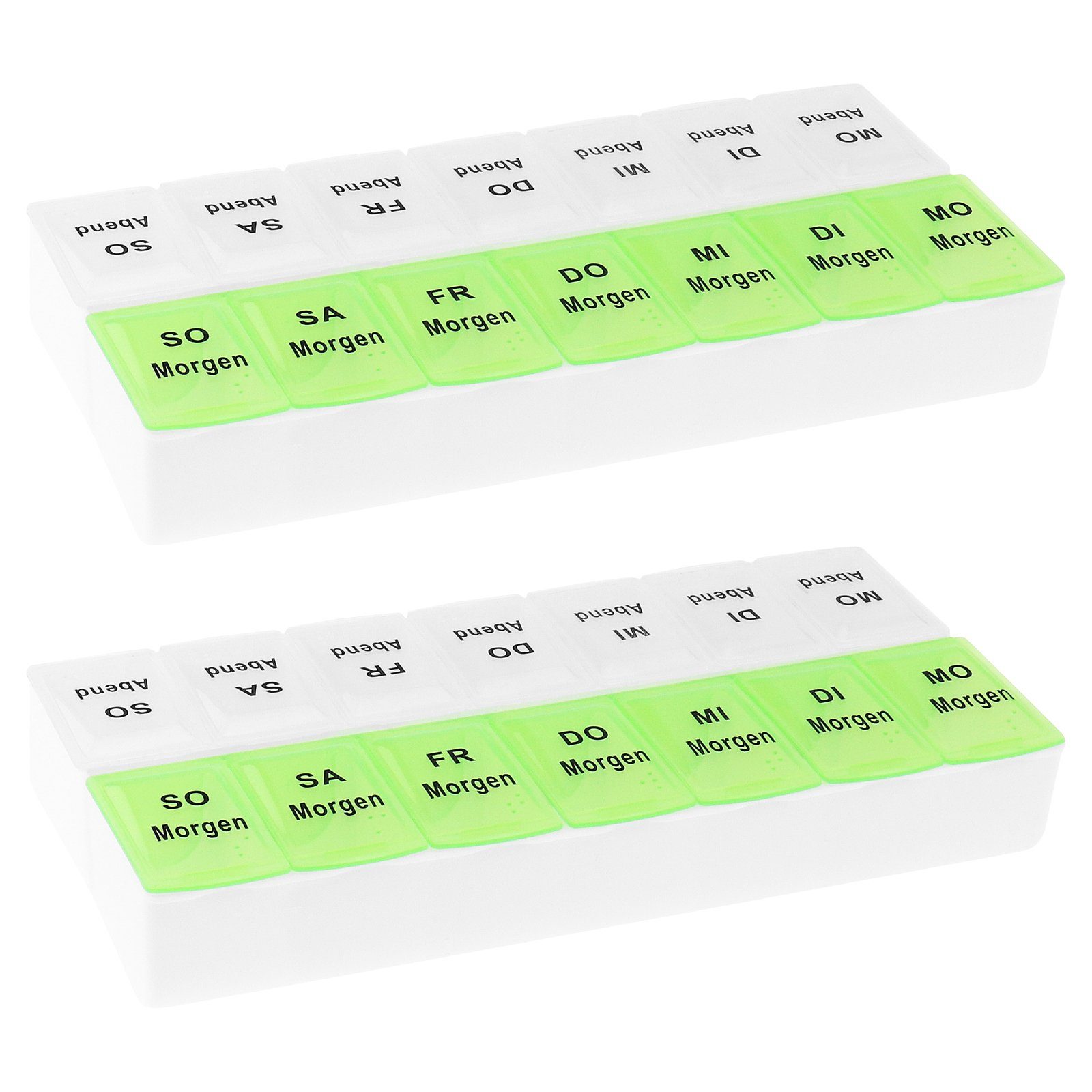 Wellgro Pillendose 2x Tablettenbox für 7 Tage mit je 2 Fächer pro Tag