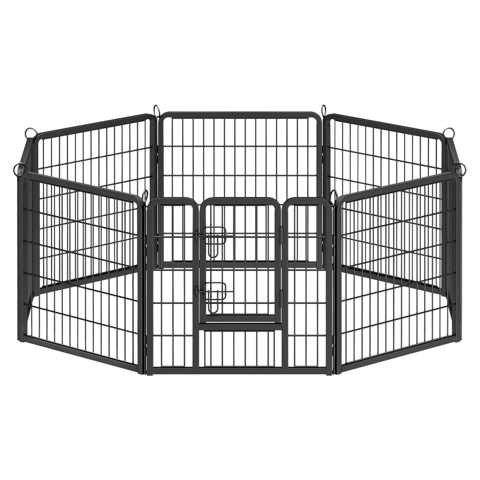 FEANDREA Freigehege DIY-Laufstall, mit 8 Gitterplatten, 2 L-förmigen Riegeln, Transportabel