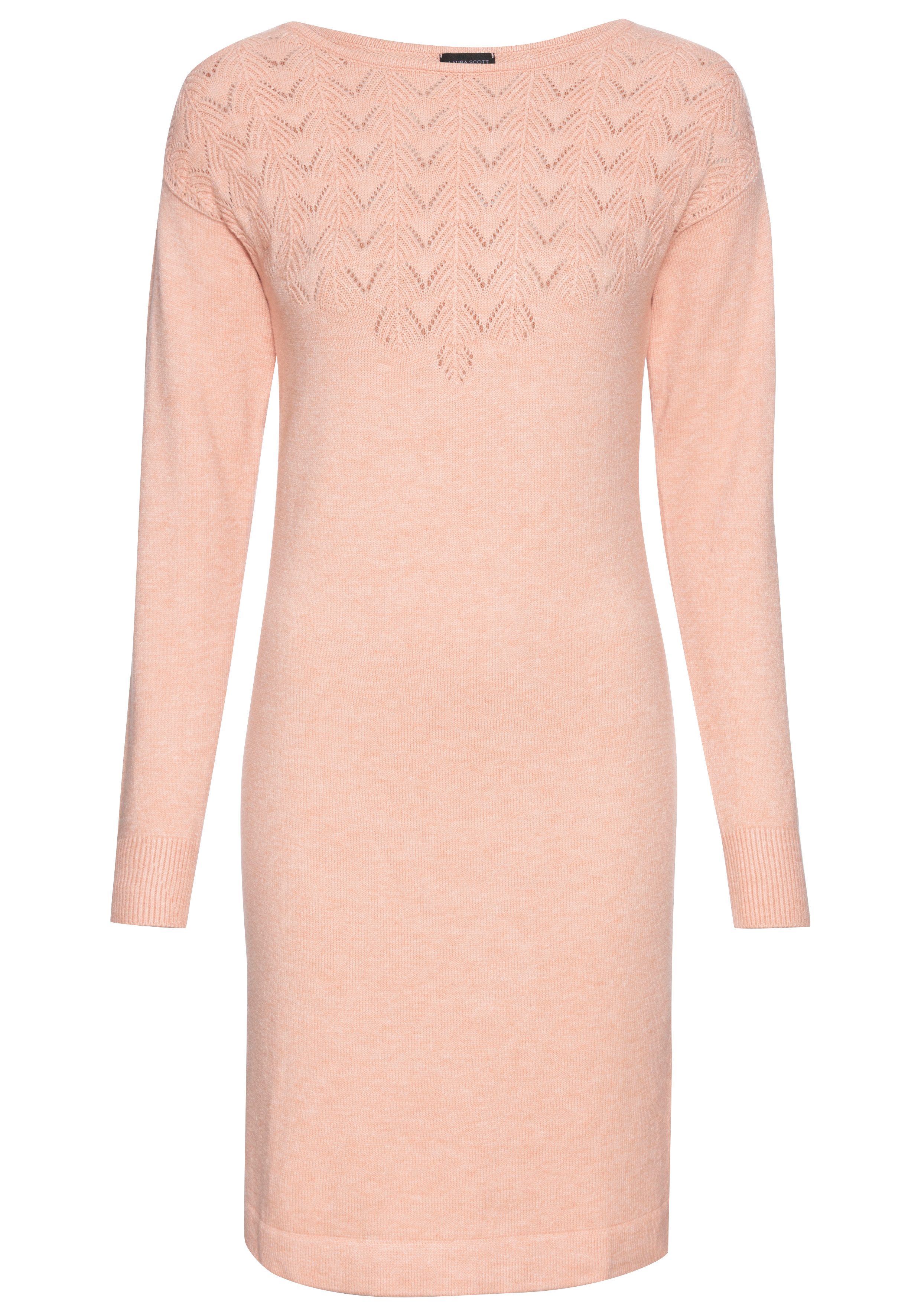 Laura Scott Strickkleid mit Ajourdetails und schönem Rundhalsausschnitt. Reduzierter Preis € 40,99. Unverbindliche Preisempfehlung € 49,99, (€ 40,99 pro 1 Stk)
