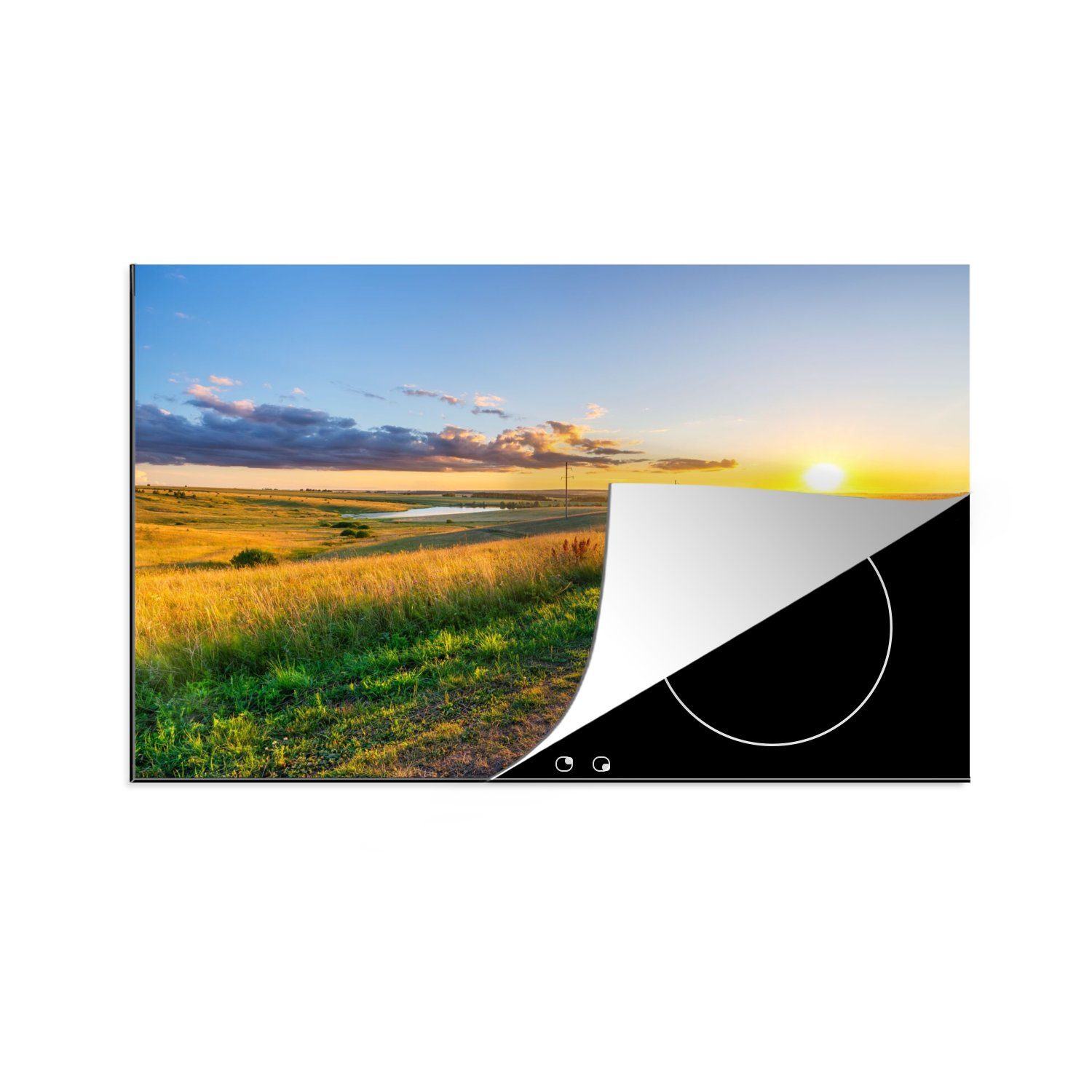 MuchoWow Herdblende-/Abdeckplatte Sonne - Natur - Landschaft, Vinyl, (1 tlg), 80x52 cm, Induktionskochfeld Schutz für die küche, Ceranfeldabdeckung