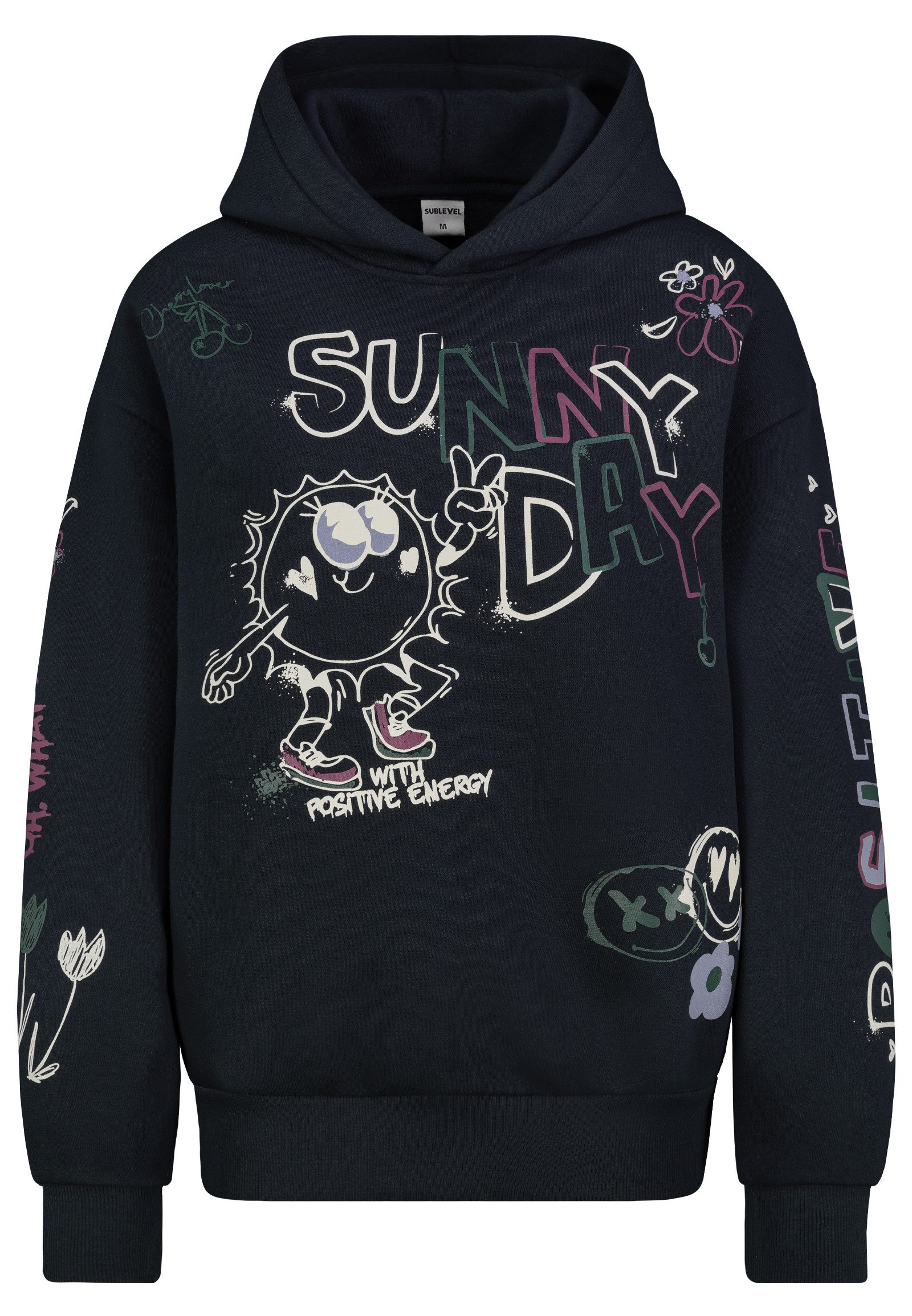 SUBLEVEL Hoodie Mit Kapuze und farbenfrohem Motivprint (1-tlg) Positive Vib günstig online kaufen
