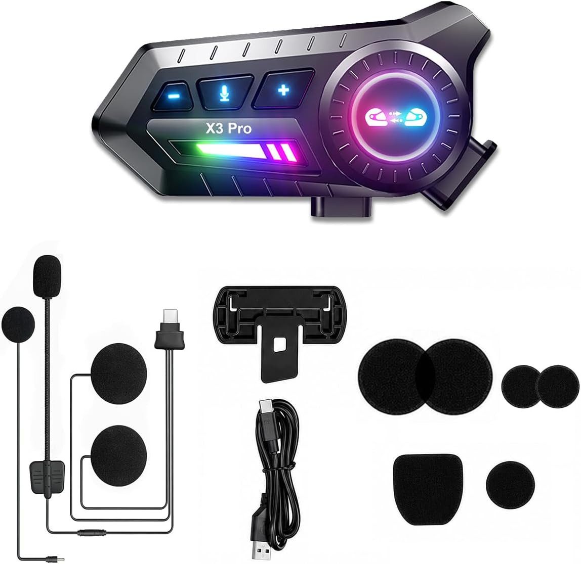Forrlite Motorradhelm Helm Headset,Motorrad Bluetooth Headset mit 1000mah IP67 wasserdicht (ntegriertes FM-Radio), Motorrad Intercom Headset,Einseitiger Kopfhörer,Bluetooth-Kopfhörer