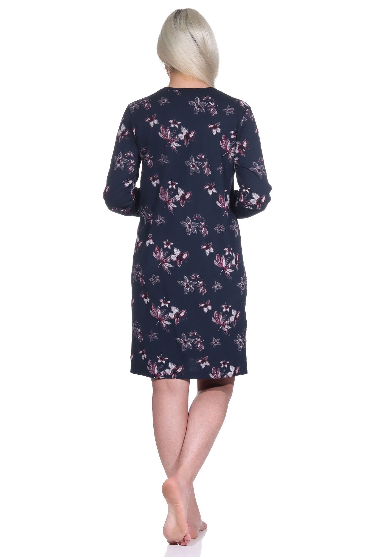 - marine auch Normann Nachthemd Design Übergrößen Nachthemd Damen langarm in floralem in