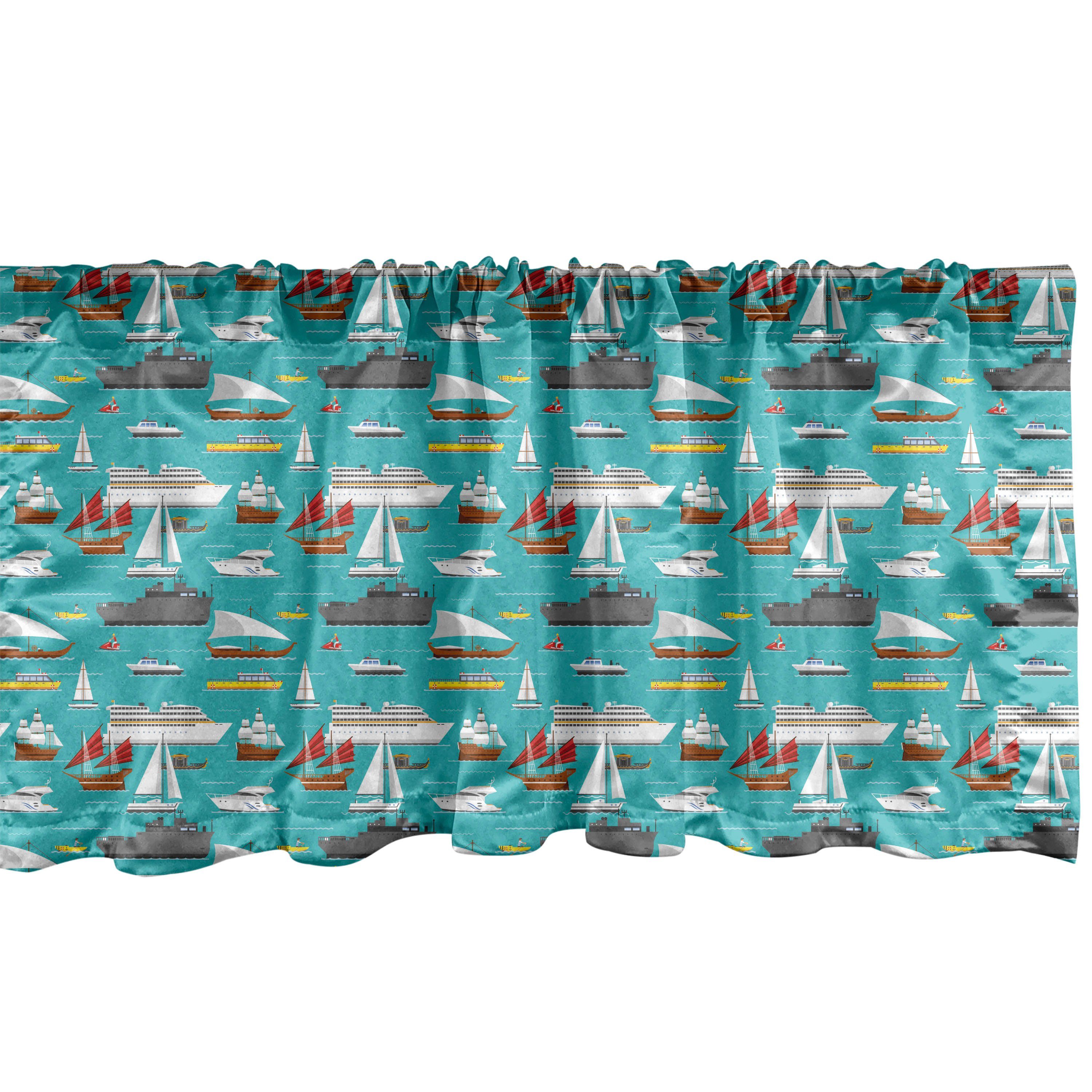 Scheibengardine Vorhang Volant für Küche Schlafzimmer Dekor mit Stangentasche, Abakuhaus, Microfaser, Nautisch Artikel Seetransport