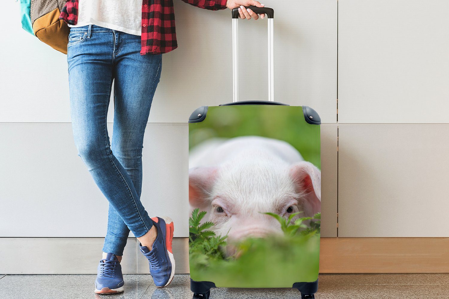 Tiere - rollen, Handgepäck Trolley, Ferien, Reisekoffer mit Rollen, für MuchoWow 4 Schwein Groß, Reisetasche Handgepäckkoffer -