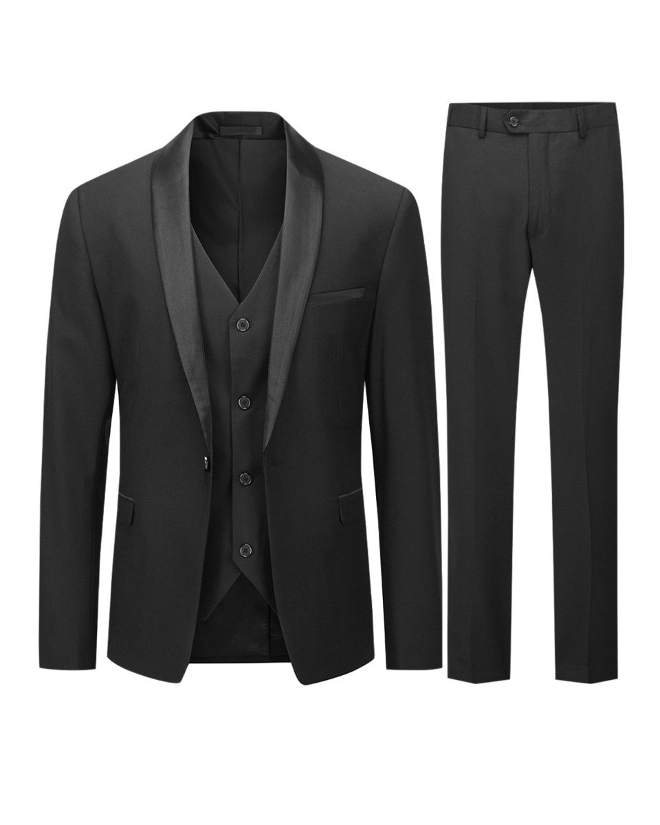 Allthemen Anzug (3 tlg) Herren Slim Fit Hochzeitanzug Komplett Set eleganter Anzüge