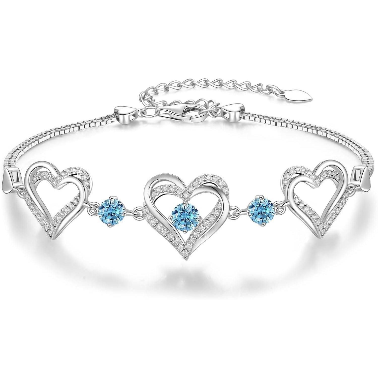 LuxusKollektion Tennisarmband Armband Damen 925 Silber Herz Rosegold Rhodinierung März Kupfer