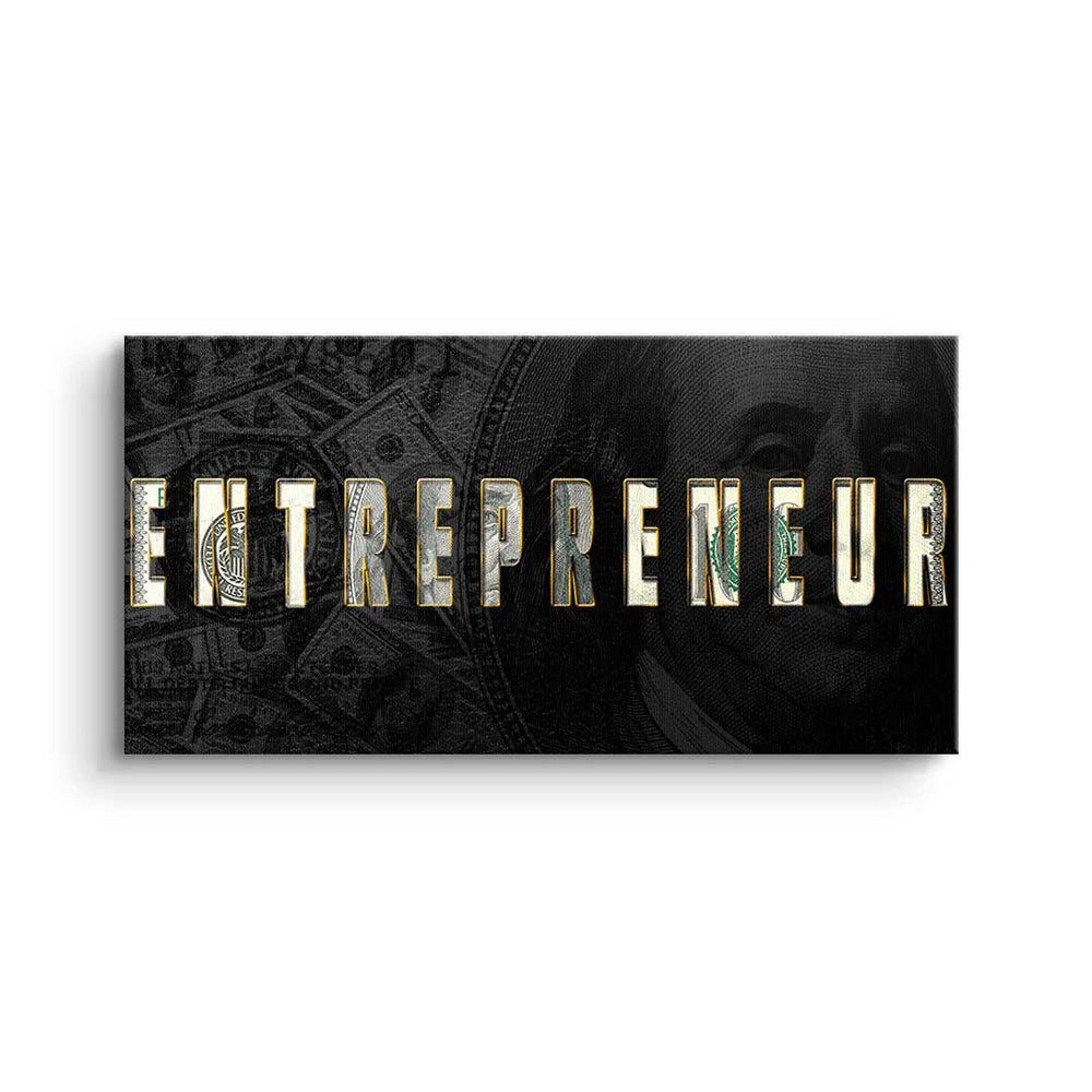 DOTCOMCANVAS® Leinwandbild, Premium Motivationsbild - ENTREPRENEUR - Work hard - elegant ohne Rahmen