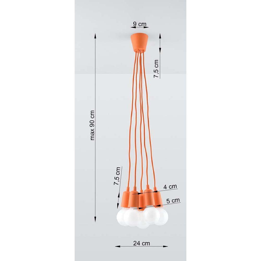 Deckenleuchte 5-flammig nicht Wohnzimmer inklusive, PVC Esszimmer etc-shop Leuchtmittel Orange Pendelleuchte Pendelleuchte,