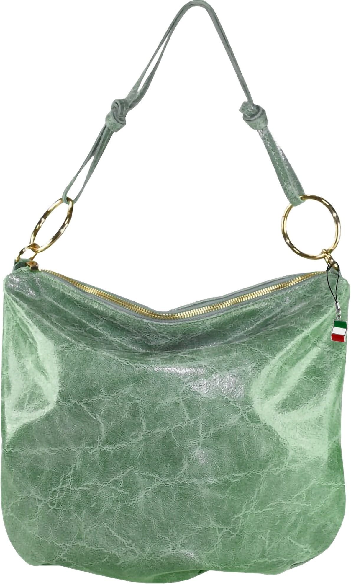 FLORENCE Umhängetasche Florence Damen Umhängetasche Leder Tasche (Umhängetasche), Damen Leder Umhängetasche, hellgrün, mint ca. 33cm