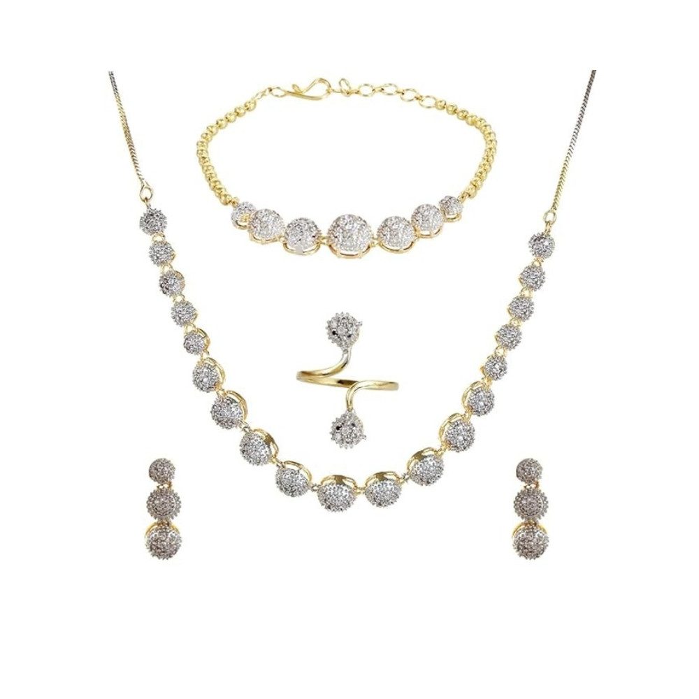 YouBella Schmuckset Fashion Afghani Tribal Schmuck Set für Frauen & Mädchen (Enthaltene Komponenten: 1 Halskette, 1 Paar Ohrringe, 1 Ring, 1 Armband, Armband & Ring, Für Geschenk & Hochzeit, Skin Friendly), Halskette & Ohrringe Set, Combo von Halskette mit Ohrringen