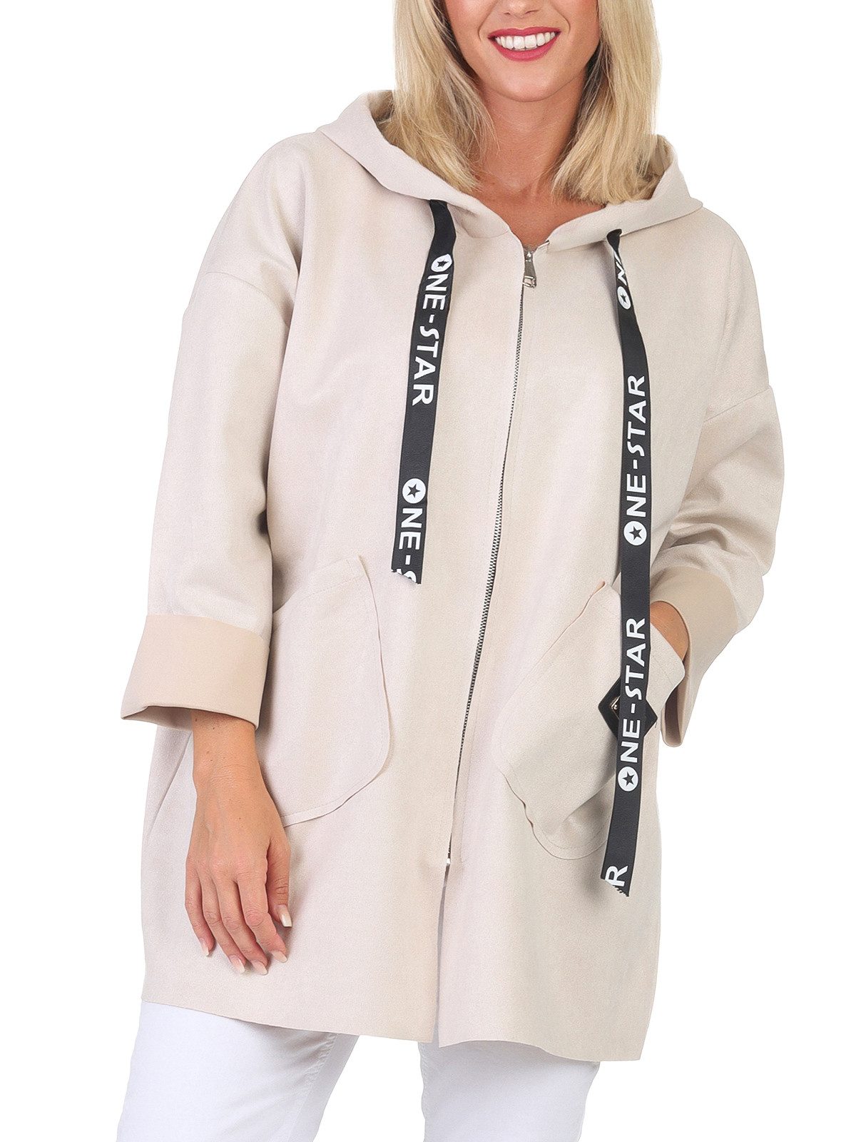 simaranda Kapuzensweatjacke Damen Sweatjacke 5325 36-42 Beige günstig online kaufen