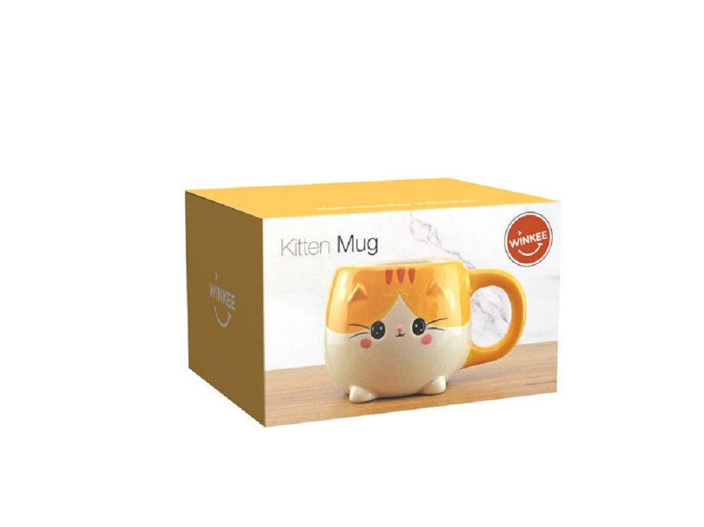 Winkee Becher Pet Buddies Kaffeebecher Kätzchen Kitten, Keramik, ca. 14 x 11 x 9 cm, für ca. 300 ml