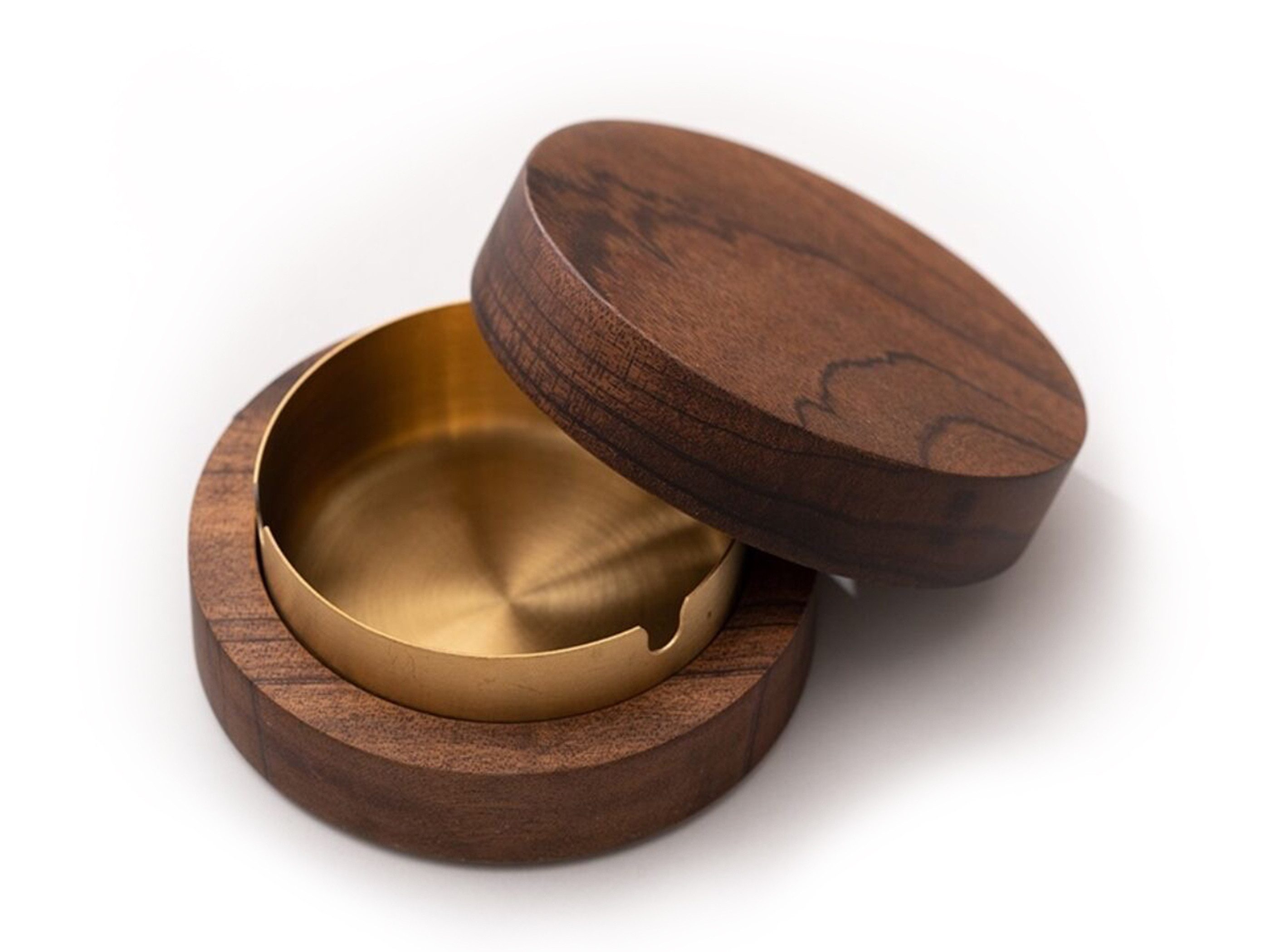 SeedWave Пепельницы Walnussholz Пепельницы, Metall-Aschefänger mit 3 Halterschlitzen