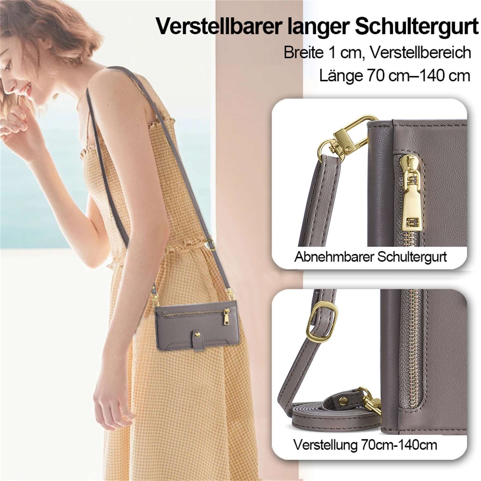 betterfon Handykette für Samsung Galaxy Leder Umhänge Hülle mit Kartenfächer, Hände frei – mit Silikonhülle & Schnur für flexiblen Alltag – Bild 4 von 5