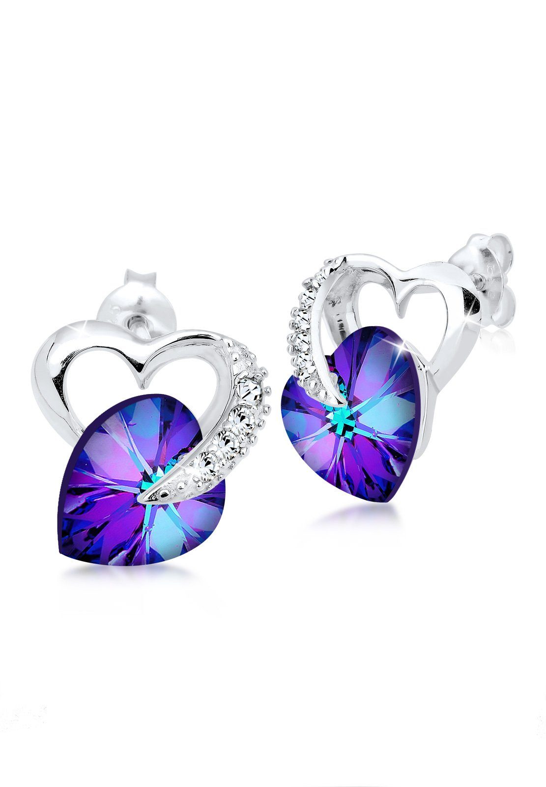 Elli Paar Ohrstecker Herz Liebe 925 Silber, mit Kristallen von Swarovski®, günstig online kaufen