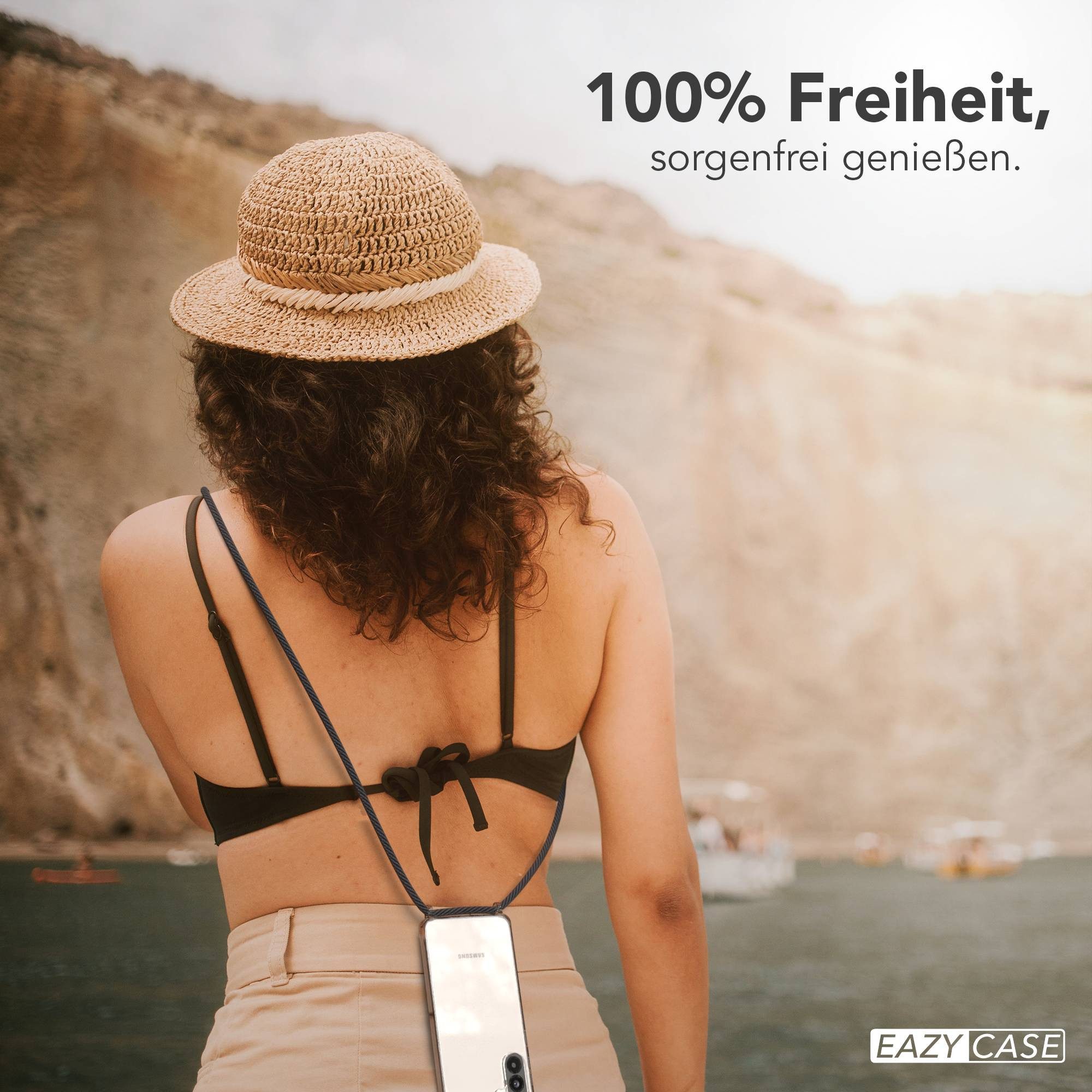 EAZY CASE Handykette Hülle mit Kette für Samsung Galaxy A56 6,7 Zoll, Handykette zum Umhängen Hülle mit Kordel Rundes Band Grau Schwarz – Bild 2 von 5