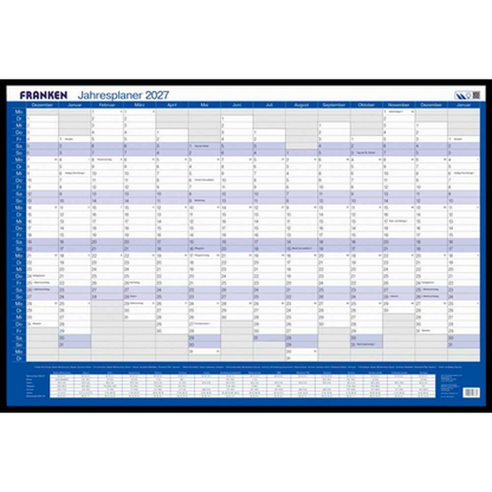 FRANKEN Jahresplaner FRANKEN vertikal Jahresplaner, Monatseinteilung 91,0 x 61,0 cm