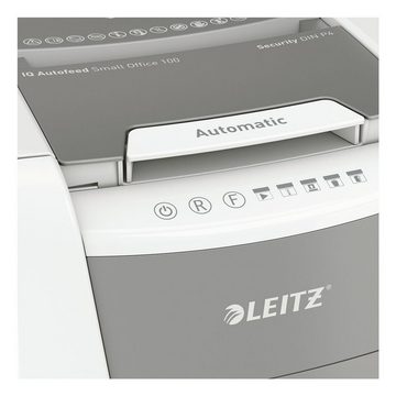 LEITZ Aktenvernichter Small Office 100, Partikelschnitt 4x28 mm, Einzelblatt-Einzug / Autofeed, 34 Liter