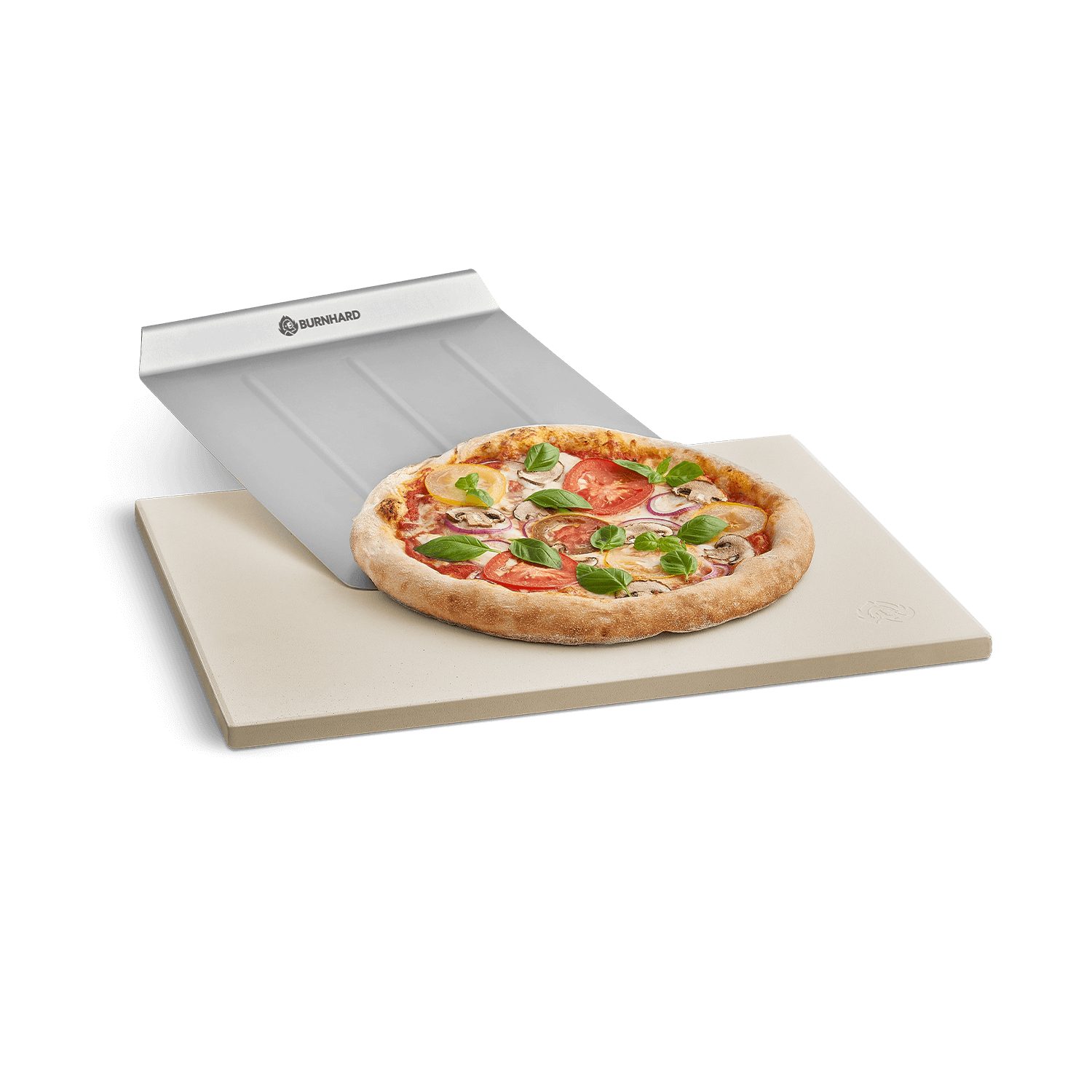 BURNHARD® Pizzastein Universal rechteckig, 38 x 30 x 1,5 cm inkl. Schaufel