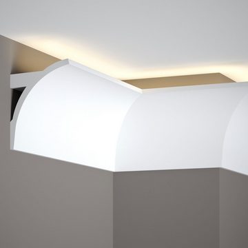 PROVISTON Stuckleiste Polystyrol, 95 x 123 x 2000 mm, Weiß, Vorhangleiste, Indirektes Licht