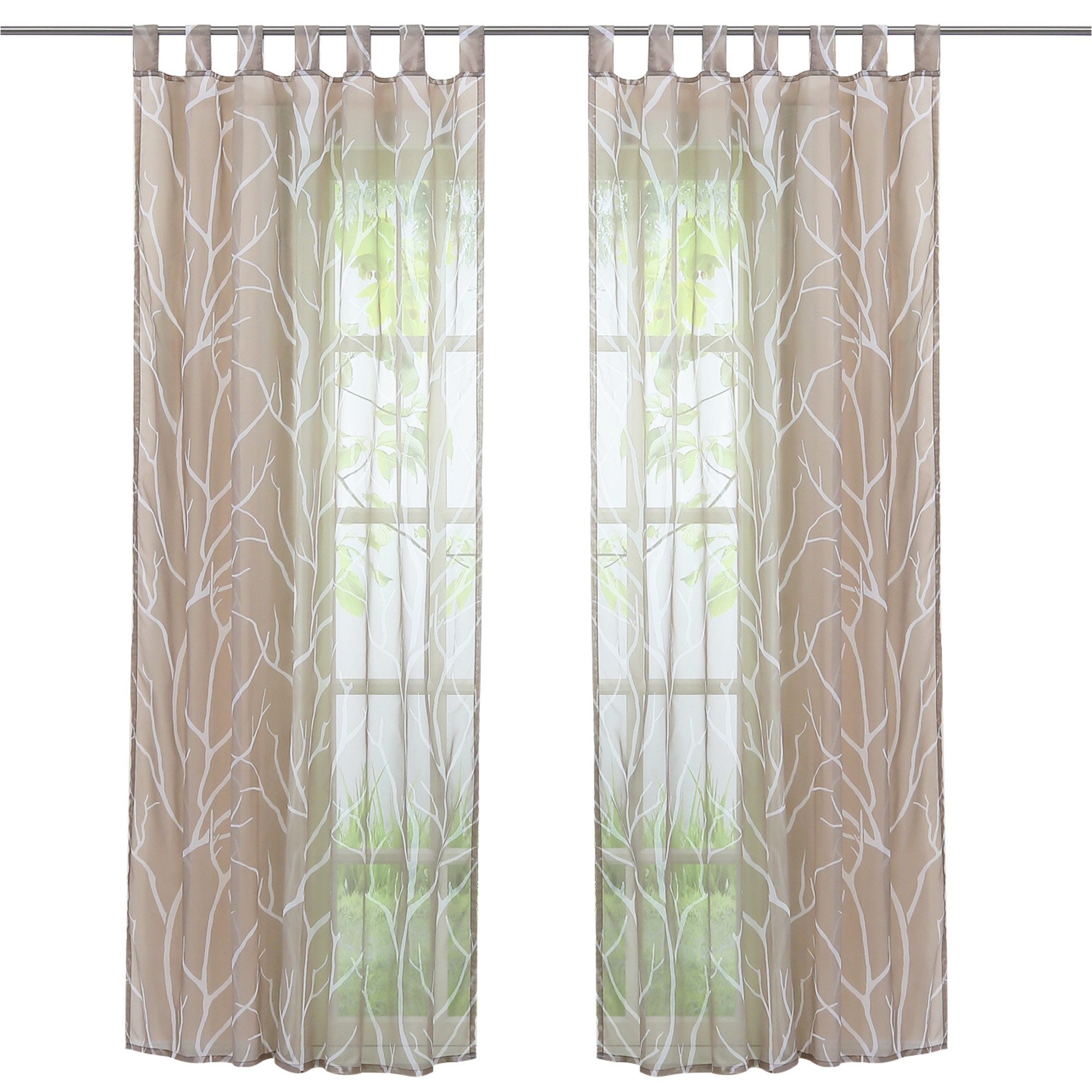 Joyswahl Gardine (1 St), Schlaufen, transparent, Voile mit Äste Muste, Sand günstig online kaufen