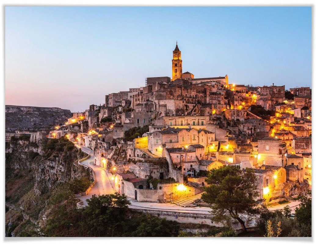 billig abgeben Wall-Art Poster Matera Abend, Wandposter St), Schriftzug Wandbild, (1 Poster, Bild