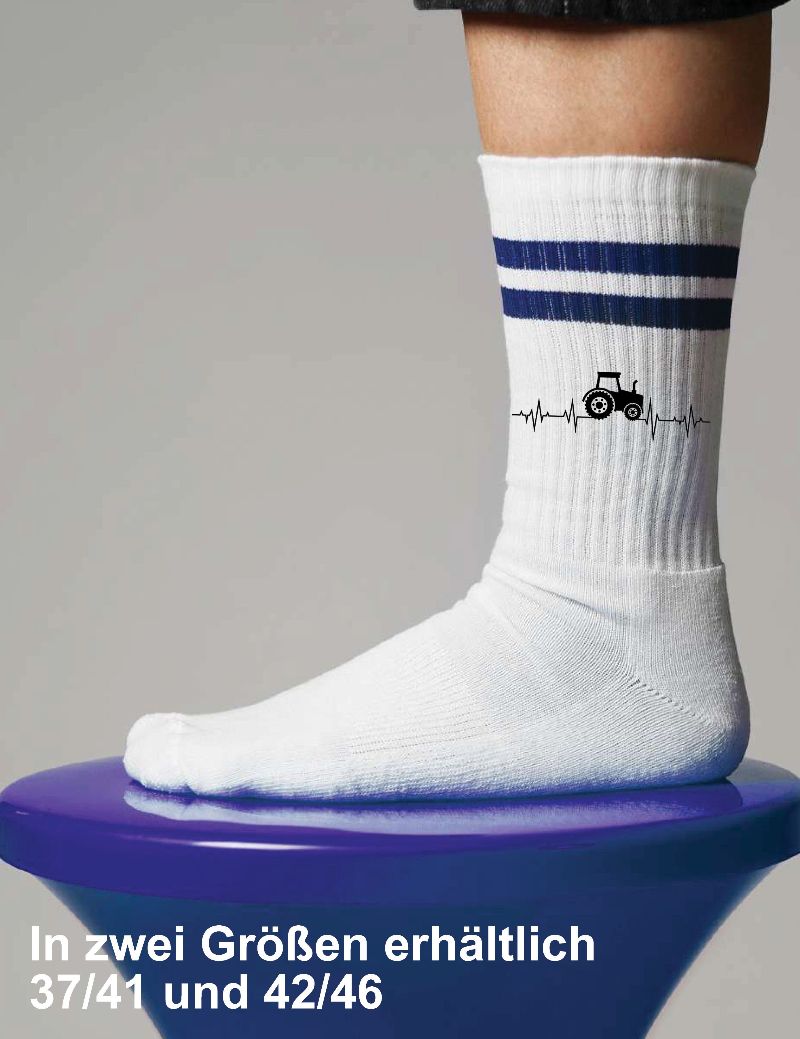 Youth Designz Tennissocken Unisex Socken "Heartbeat Traktor" Aufdruck lustig Geschenk Statement mit verstärkter Verse und Zehenbereich