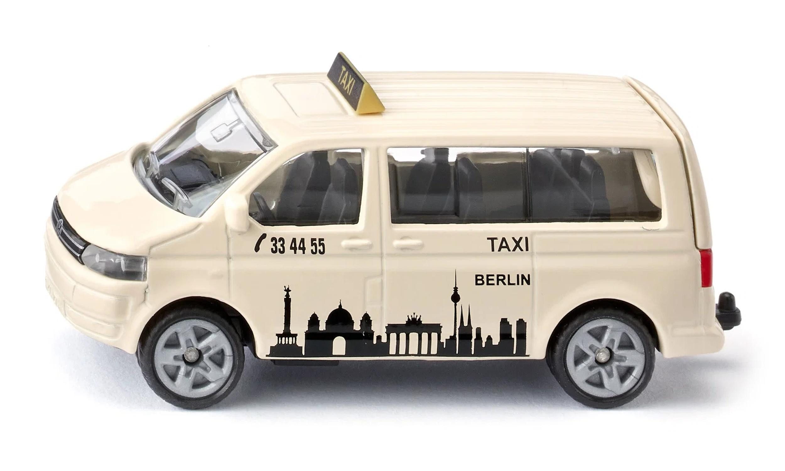 Siku Spielzeug-Auto Großraumtaxi Modell mit Anhängerkupplung, Heckklappe zum Öffnen, Anhängerkupplung, Berlin-Bedruckung