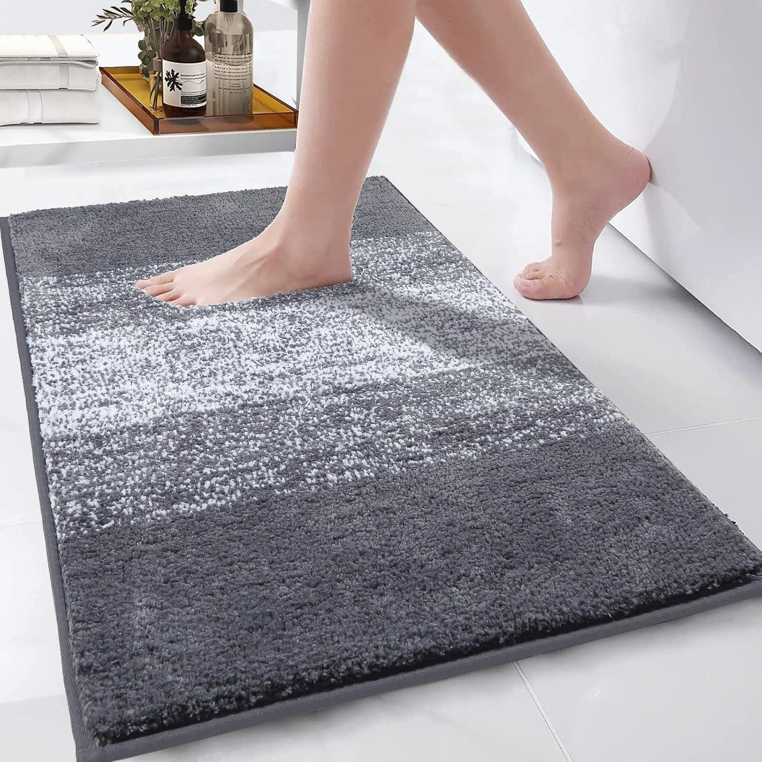 LuxusKollektion Badematte Badematte Mikrofaser Hochflor rutschfest Grau 50 x 80 cm (Rechteckig)