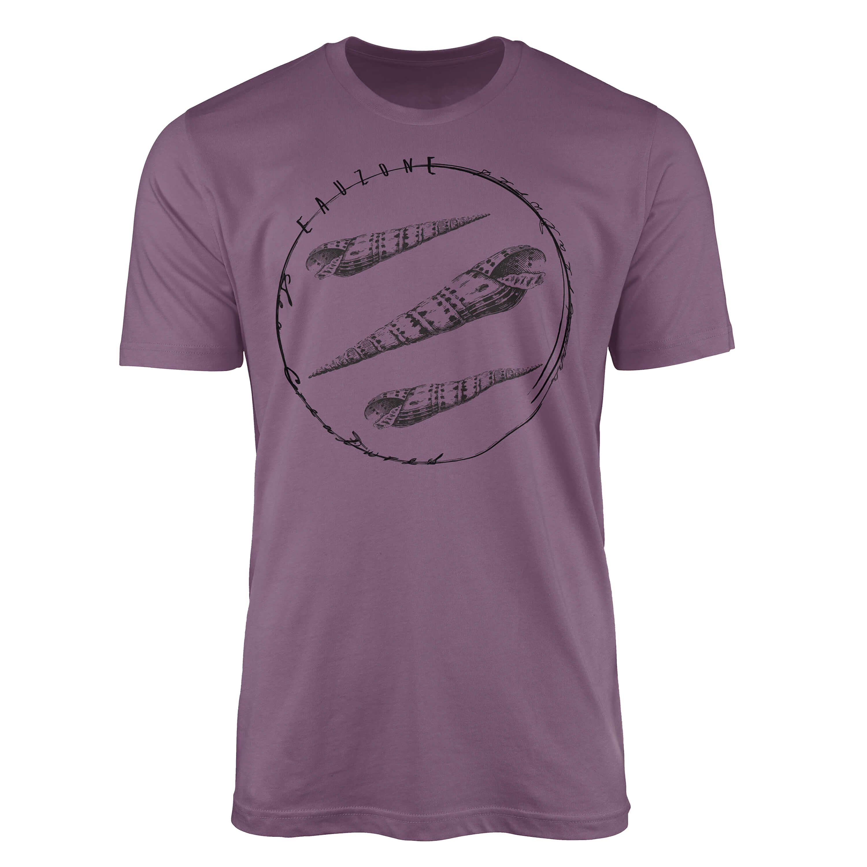Sinus Art T-Shirt T-Shirt Serie: 075 feine - sportlicher Fische Schnitt Sea und Shiraz / Tiefsee Creatures, Struktur Sea