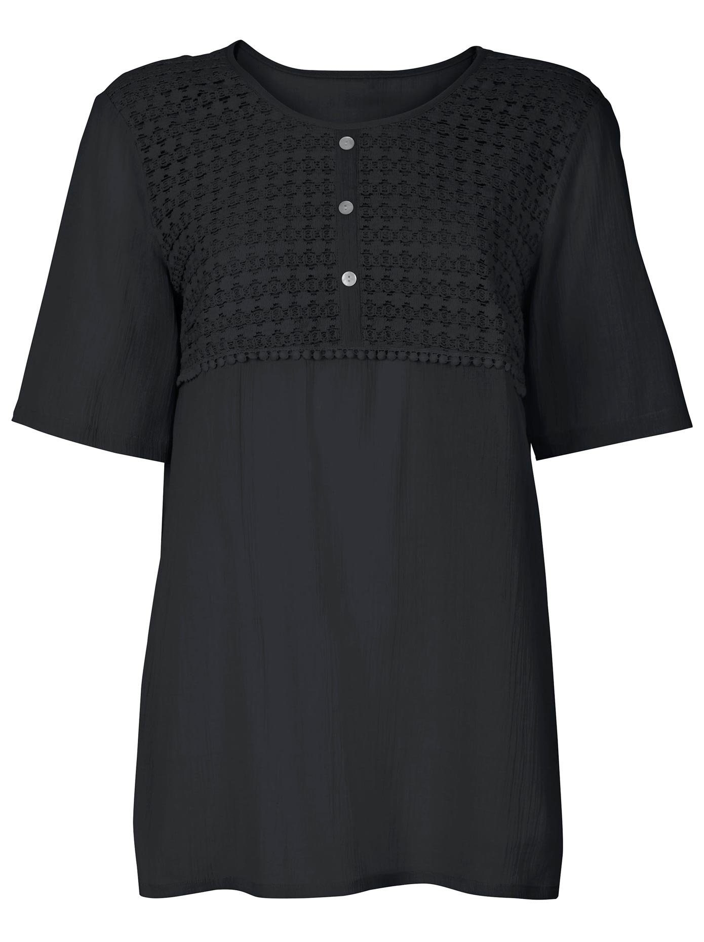 leichtes Top mit Spitze 38 40 42 Bluse von Aniston in weiß und schwarz Gr