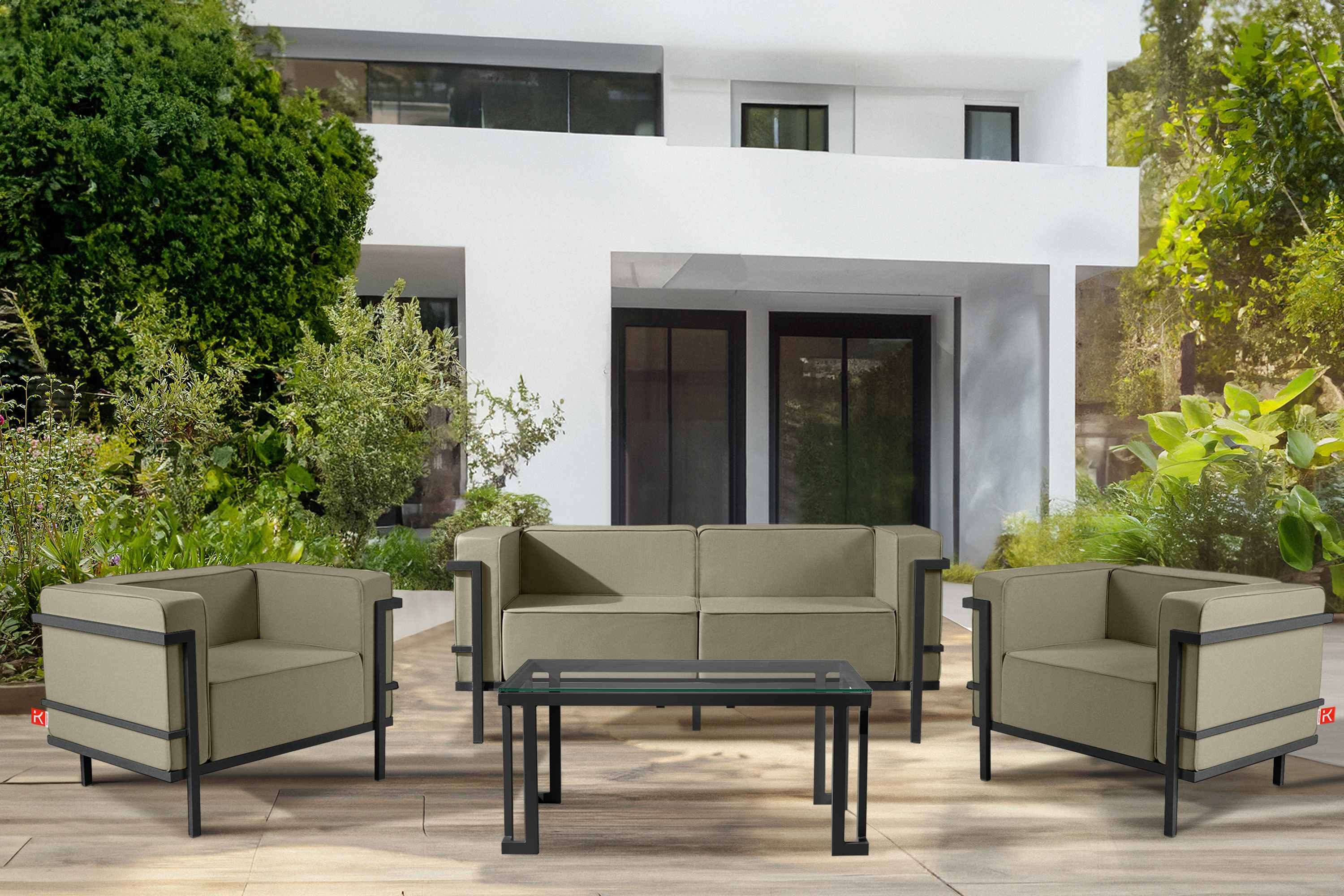 KONSIMO® Gartentisch TRIGLO Gartentisch, Gewicht: 25 kg, handgefertigt, hergestellt in der EU, Modern, gehärtetes Glas