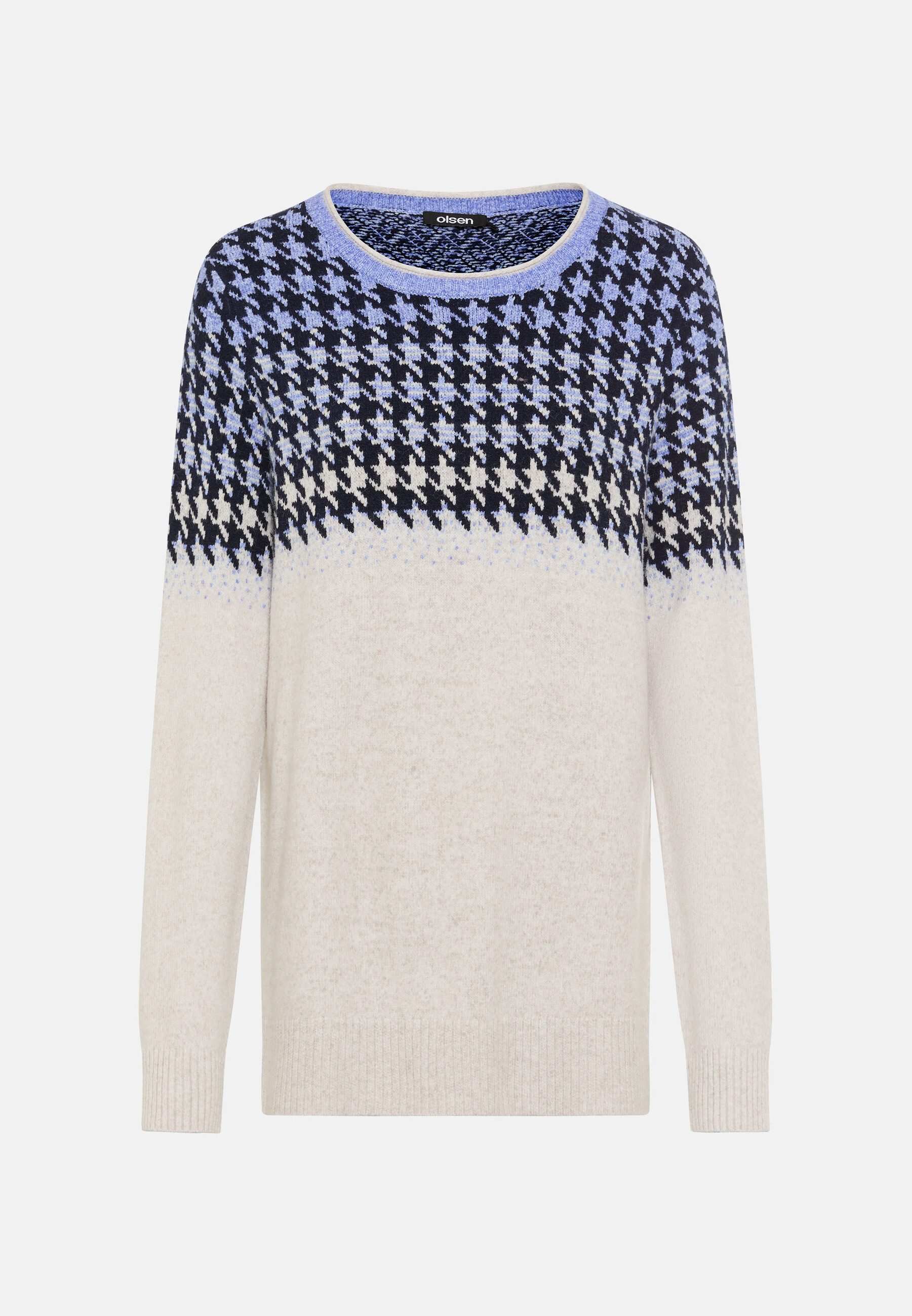 Olsen Strickpullover Pullover mit Hahnentrittmuster