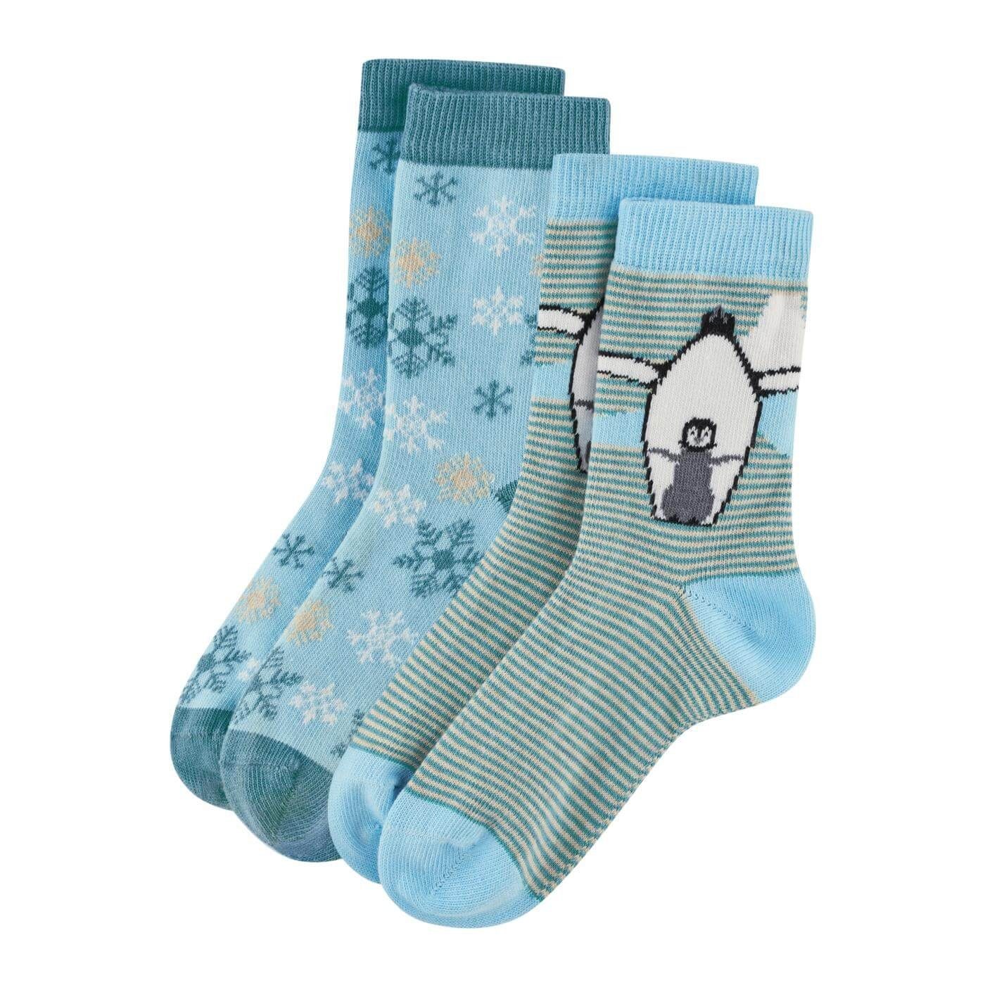 LIVING CRAFTS Socken BEAR Perfekte Kindersocken in großer Auswahl Petrol/Light Blue