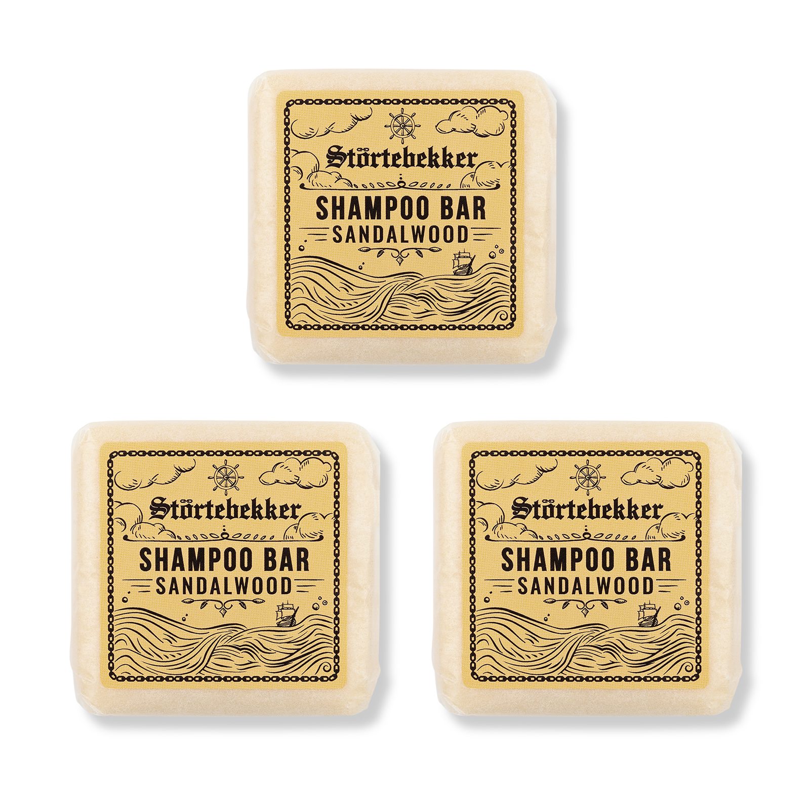 Störtebekker Festes Haarshampoo Sandelholz, 3-tlg., Vegane & Nachhaltige Reinigung für Körper und Haar