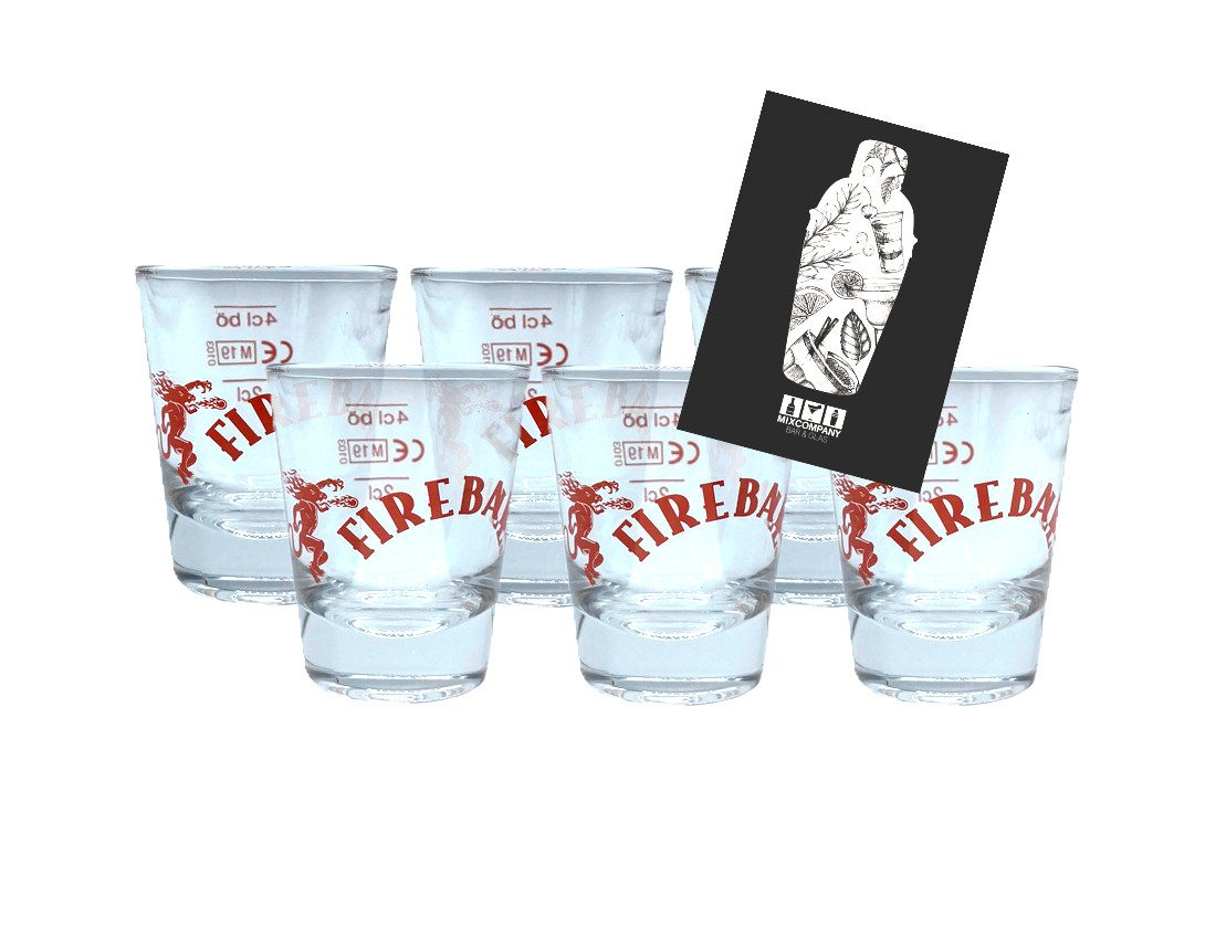 Schnapsglas FIREBALL Shotglas Schnapsglas Glas Gläser Set - 6x Shotgläser 2/4c