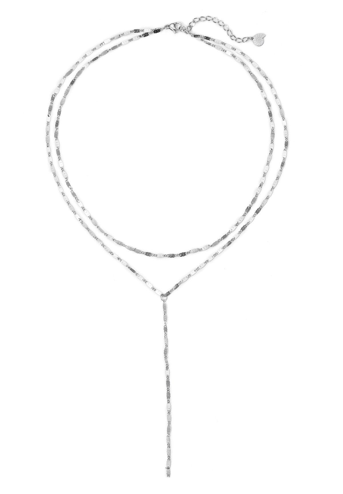 Hey Happiness Y-Kette mit Plättchen, Wasserfeste Edelstahl Lasso Halskette, Layer Lariat Damen Kette, Vergoldet 18K Roségold